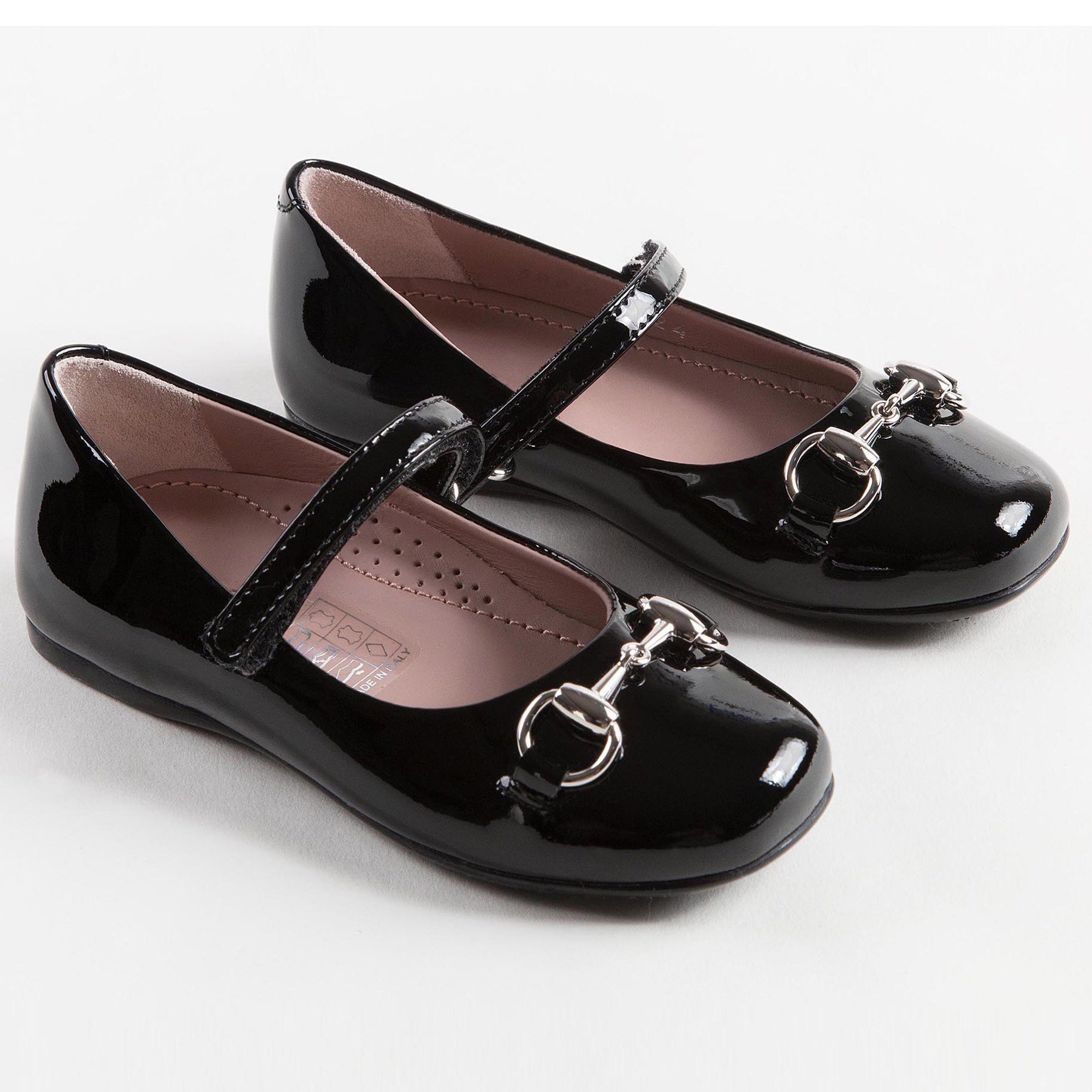 Baby Girls Black Patent Leather Shoes With Horsebit - CÉMAROSE | Children's Fashion Store - 1