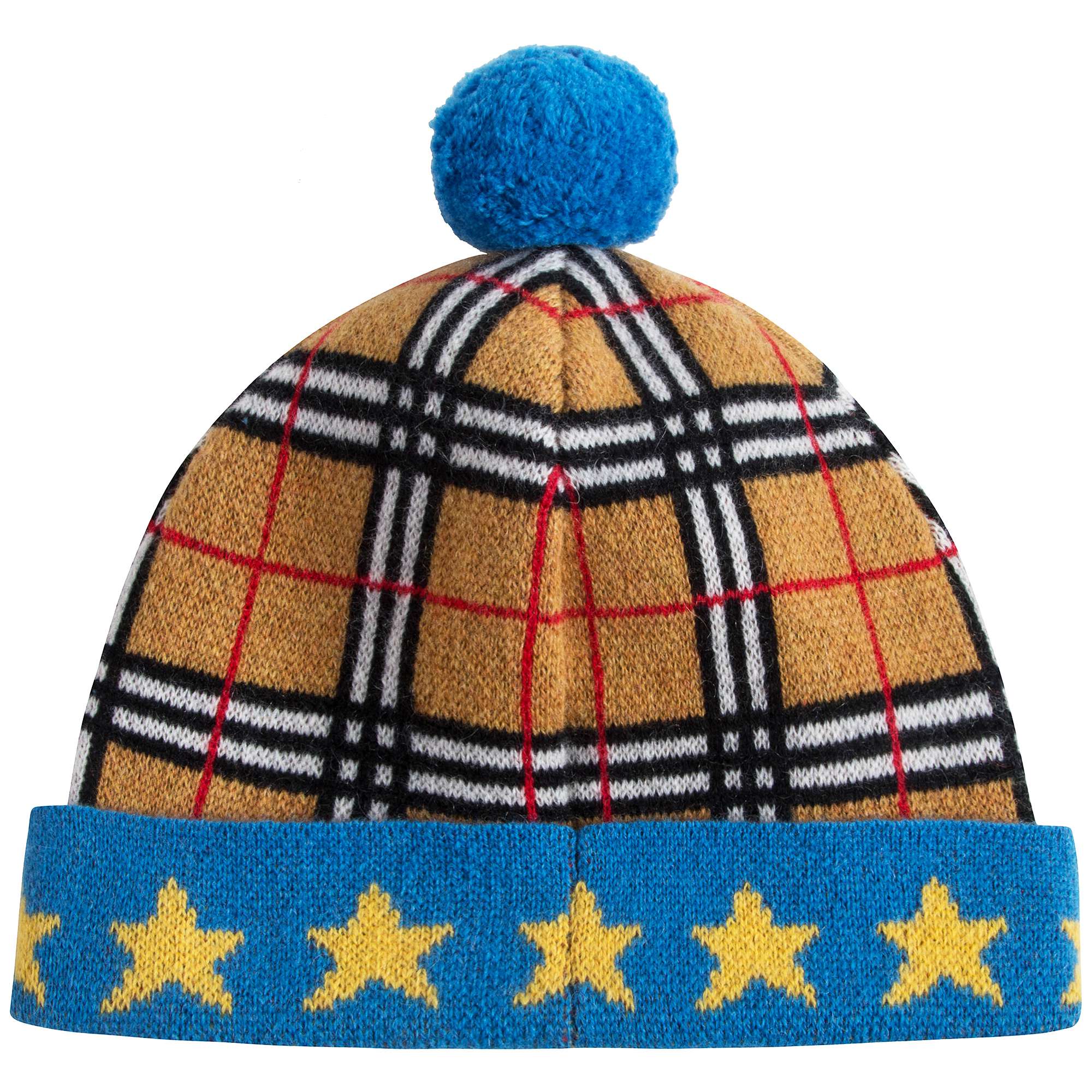 Boys & Girls Yellow Check Cashmere Hat