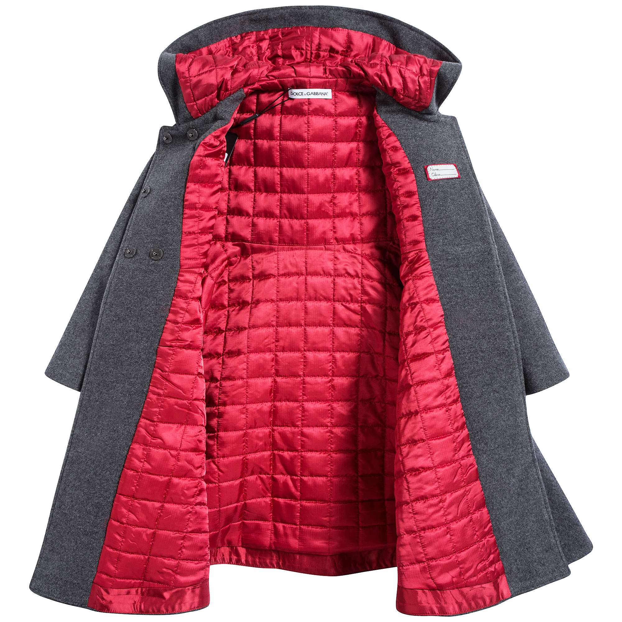 Girls Melange Grey Wool Coat
