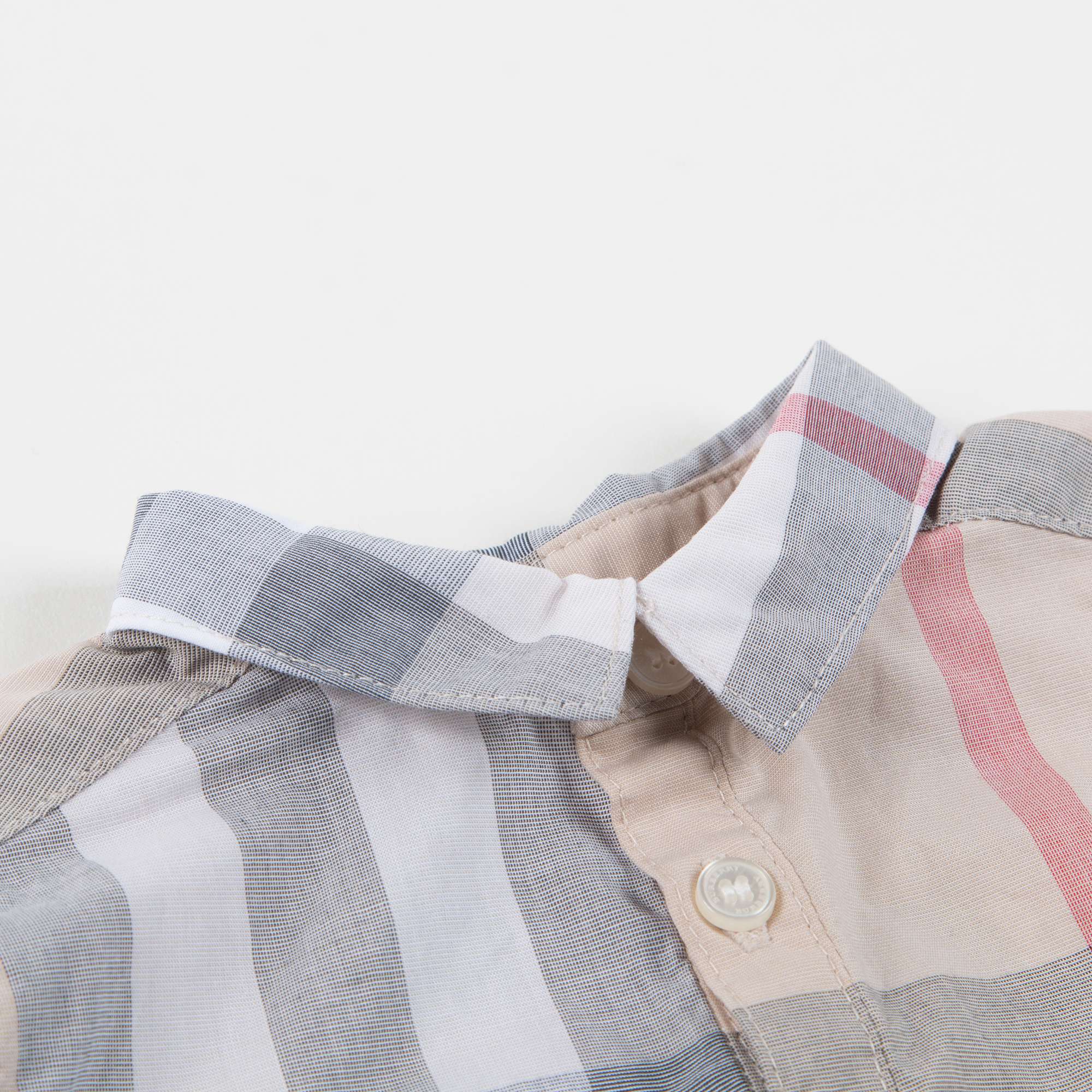 Baby  Beige   Checked  Cotton  Romper