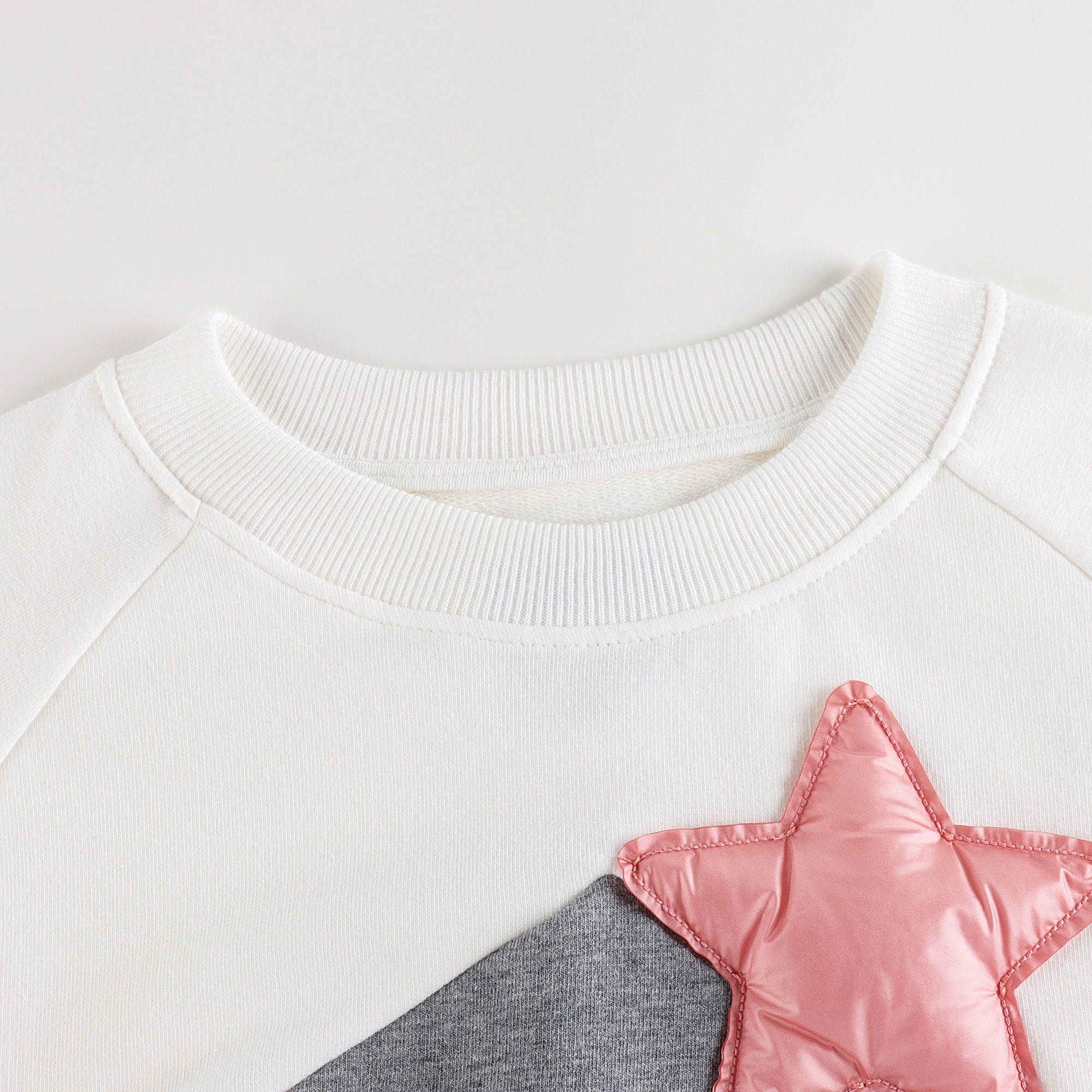 Girls White Star Cotton Sweatshirt