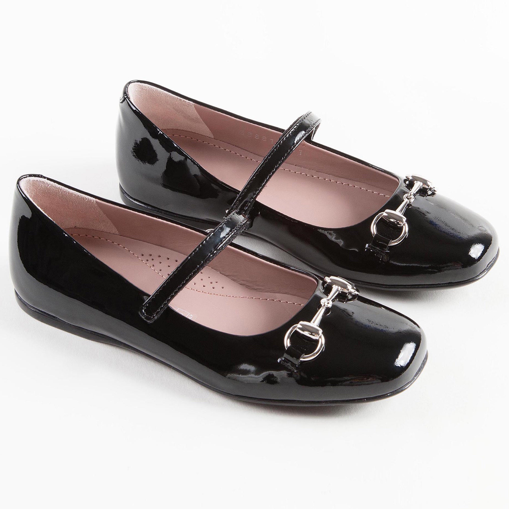Girls Black Patent Leather Shoes With Horsebit - CÉMAROSE | Children's Fashion Store - 1