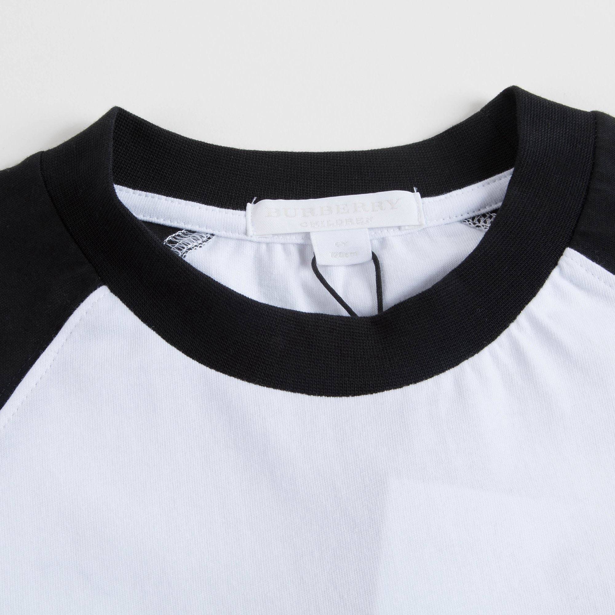 Boys White & Black Cotton T-shirt