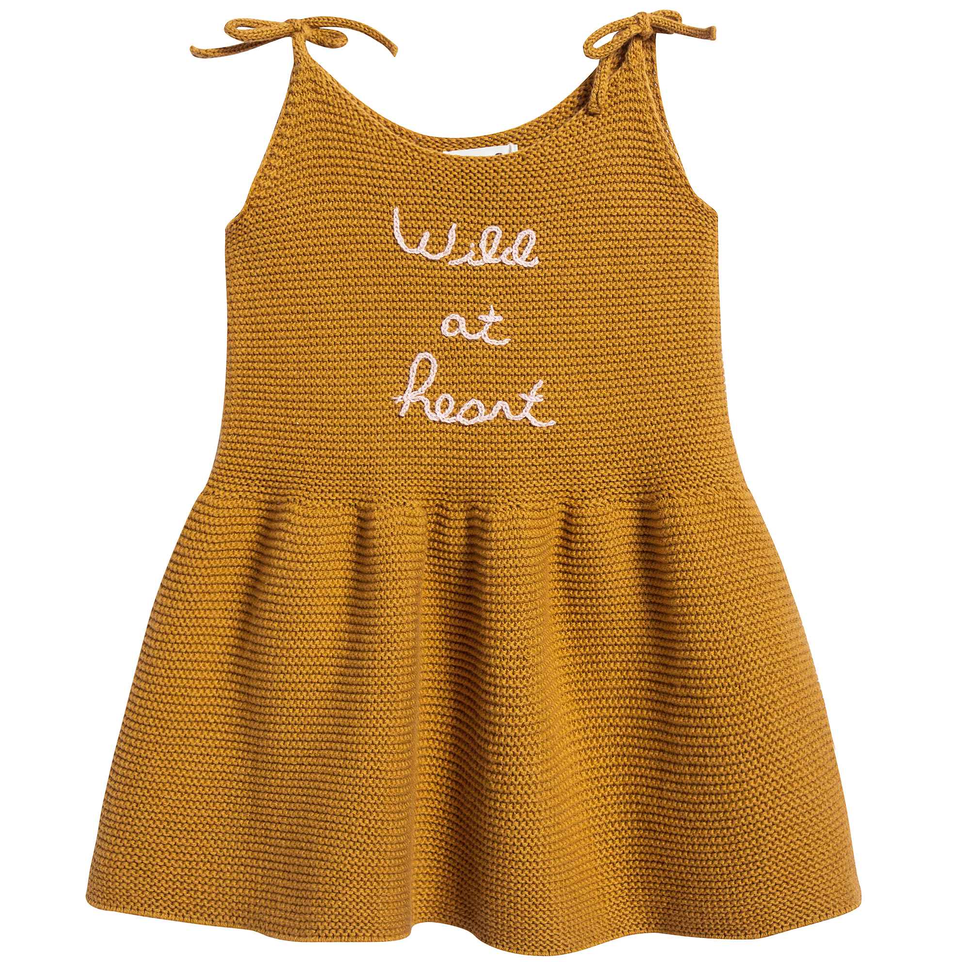 Baby Girls Ochre Cotton Tie Strap Dress