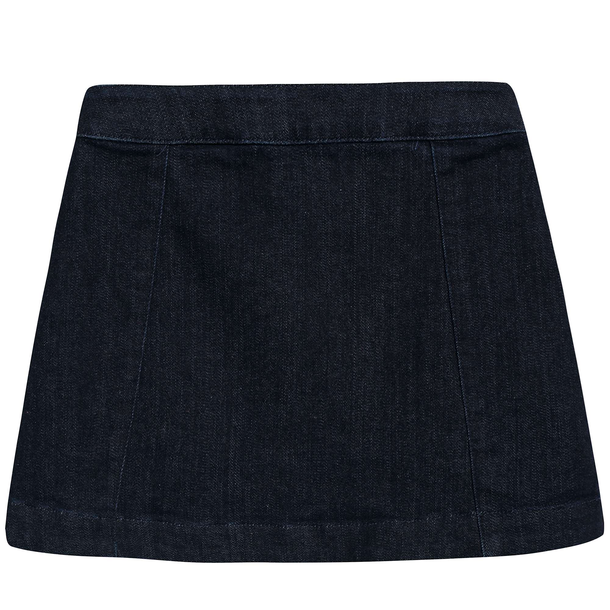 Girls Blue Cotton Embroidery Skirt