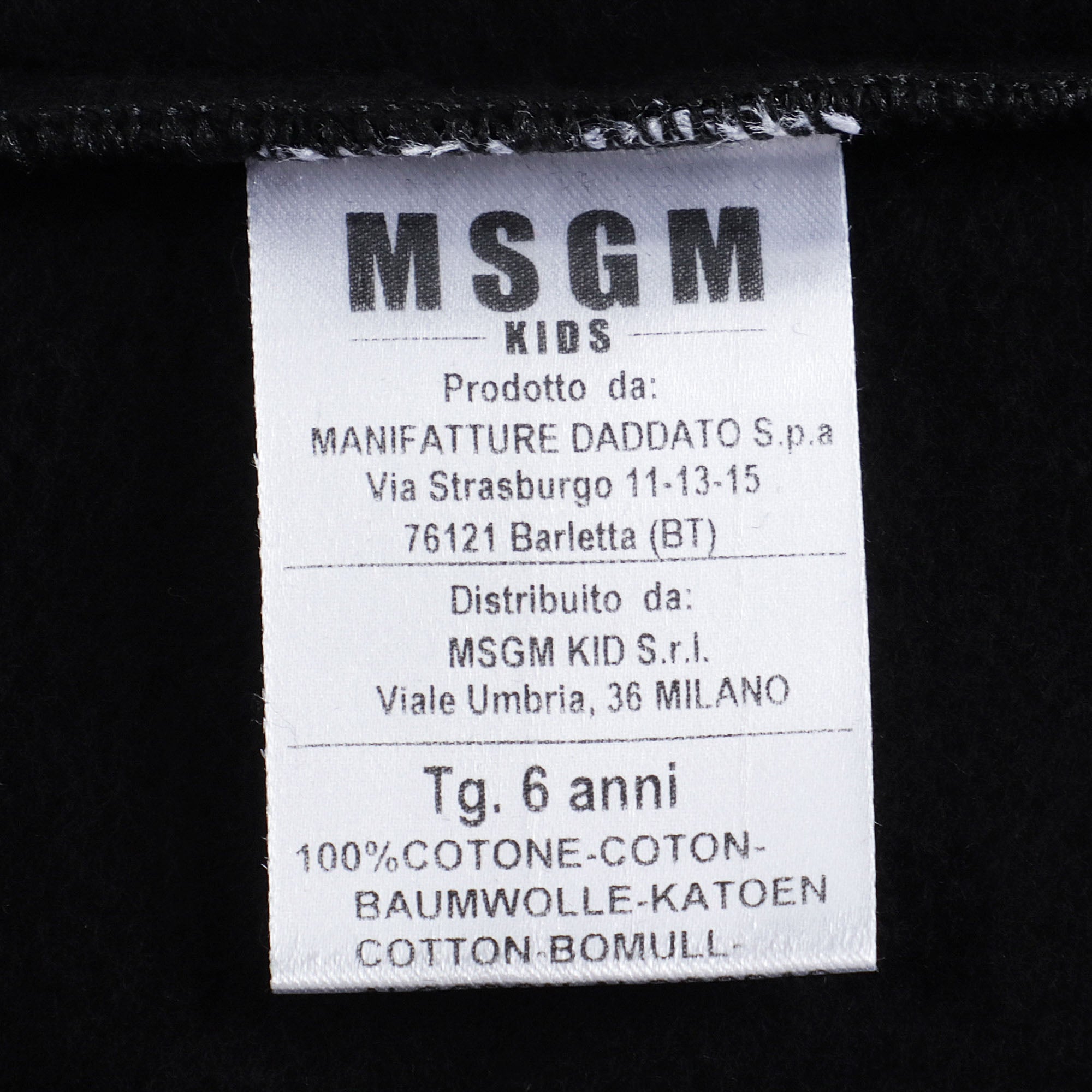 Boys & Girls Black Logo Cotton Sweatshirt