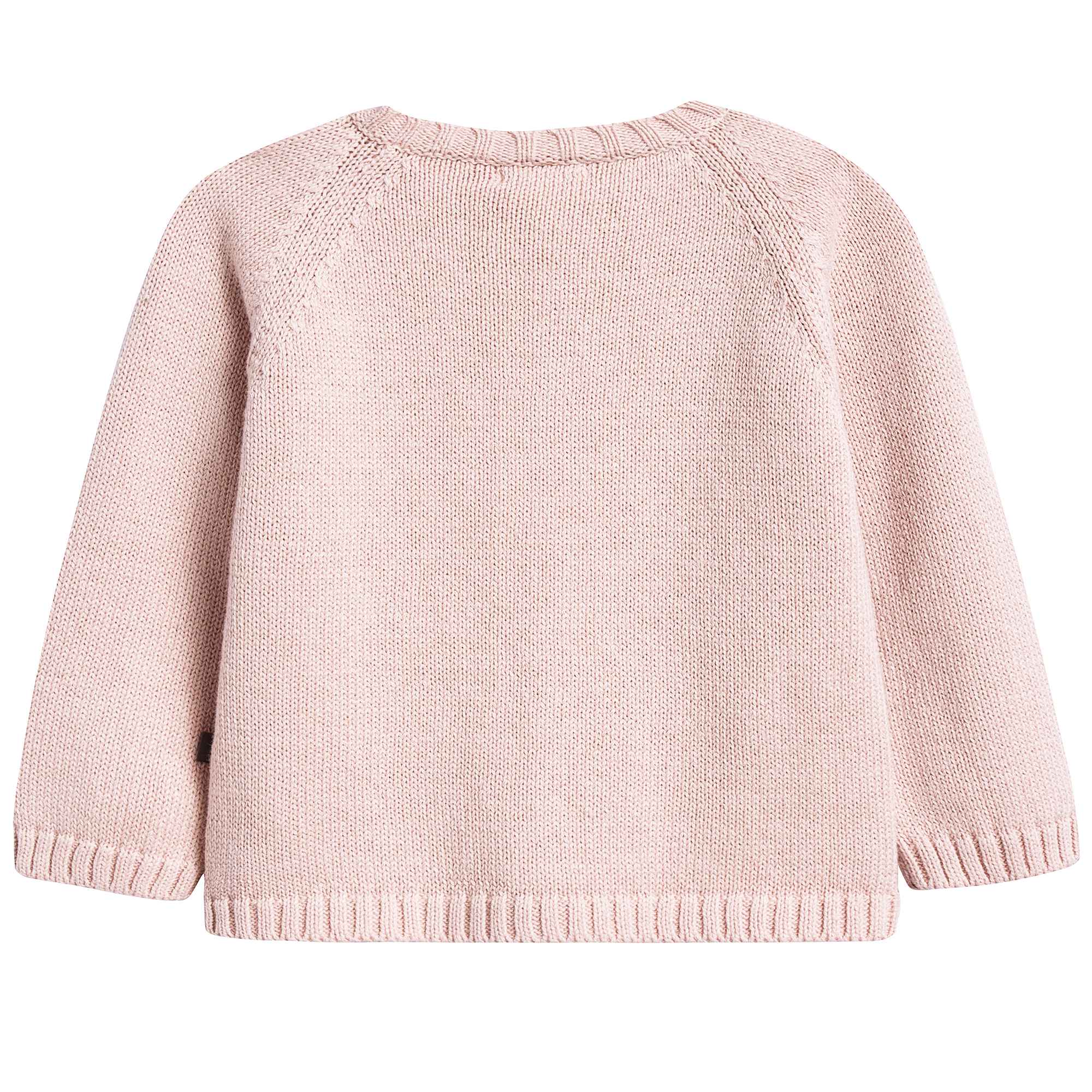 Girls Light Pink & Red Peach Pocket Cardigan