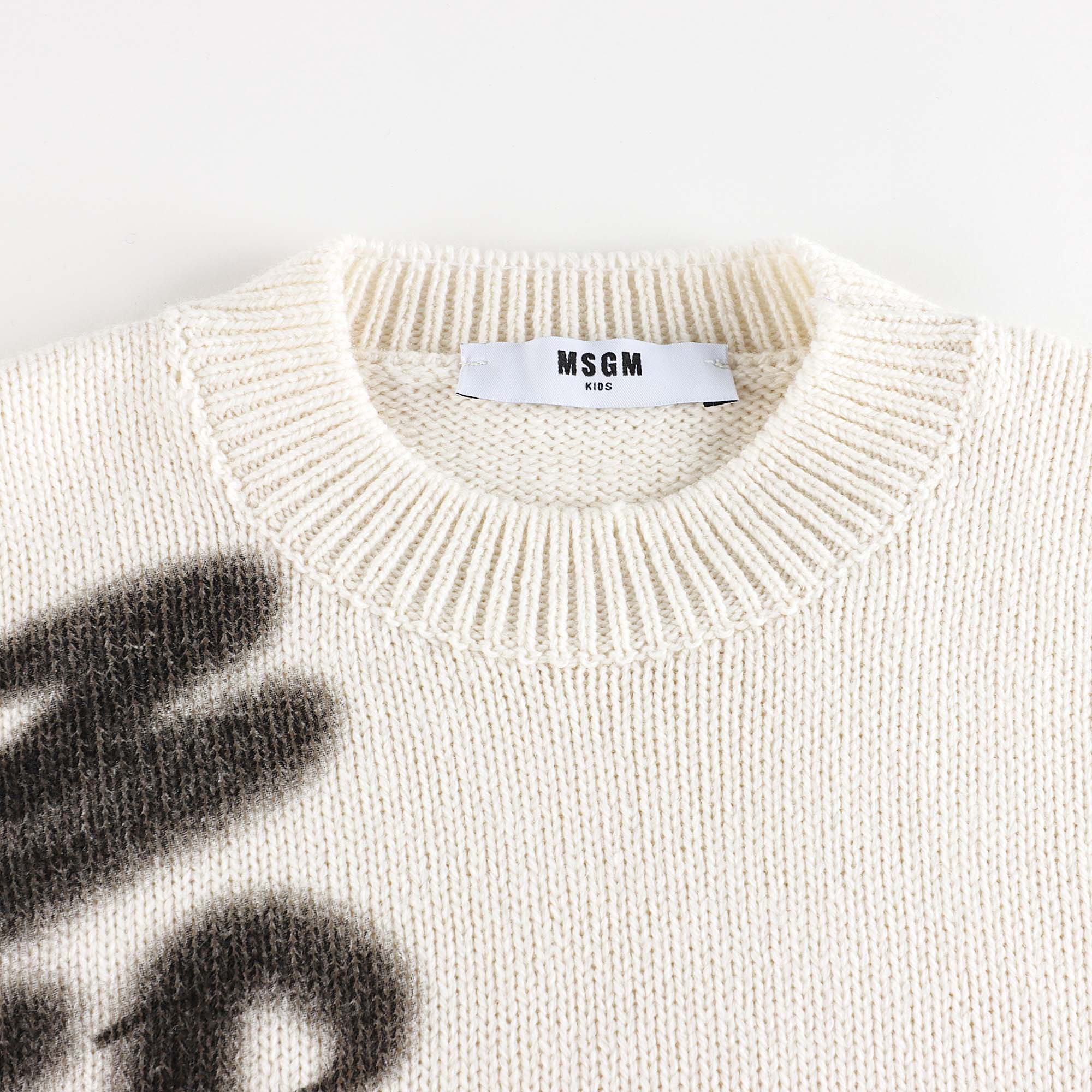 Boys & Girls White Logo Wool Sweater