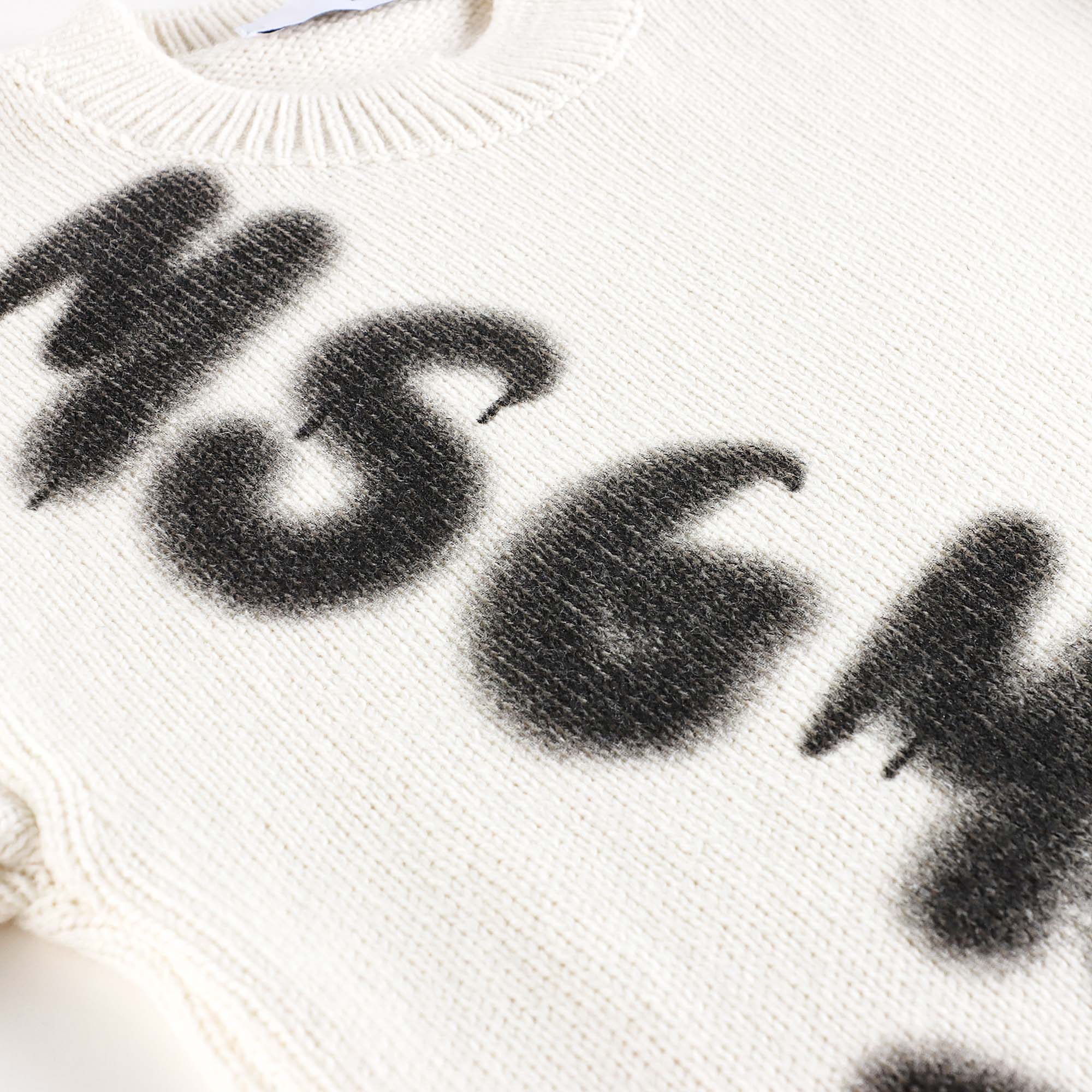 Boys & Girls White Logo Wool Sweater