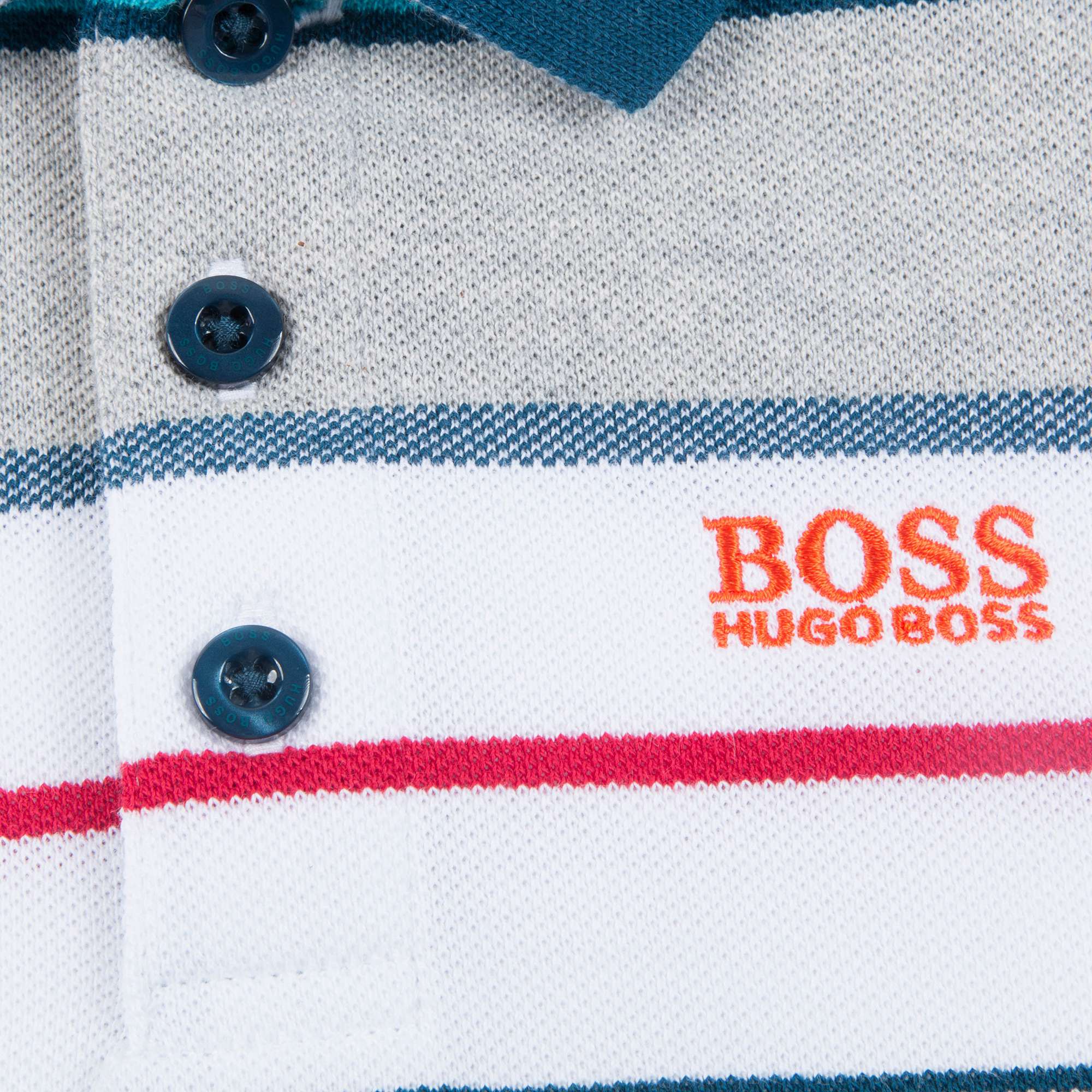 Boys White Check Logo Polo Shirt