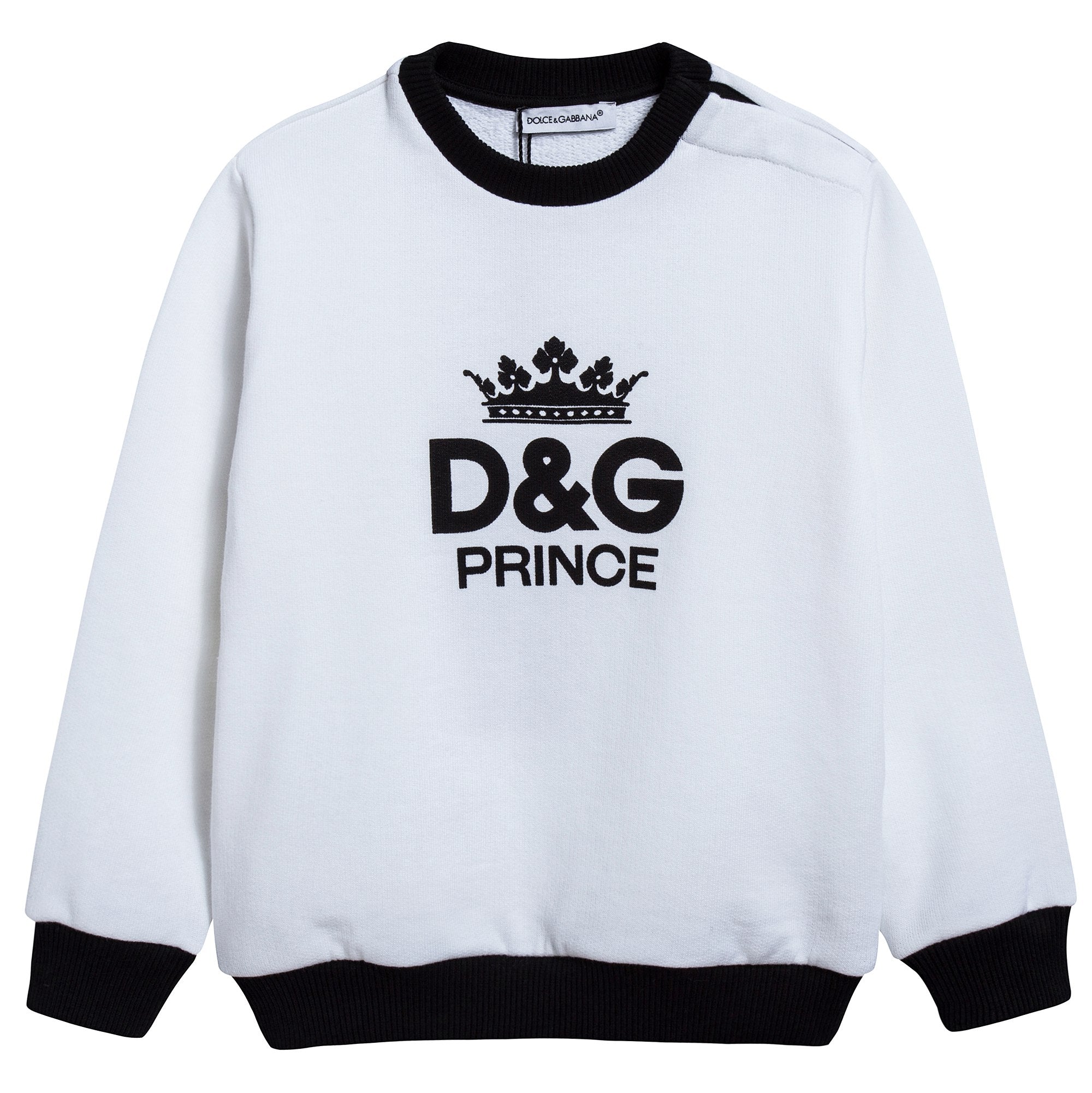 Baby Boys White "DG" Cotton Sweatshirt