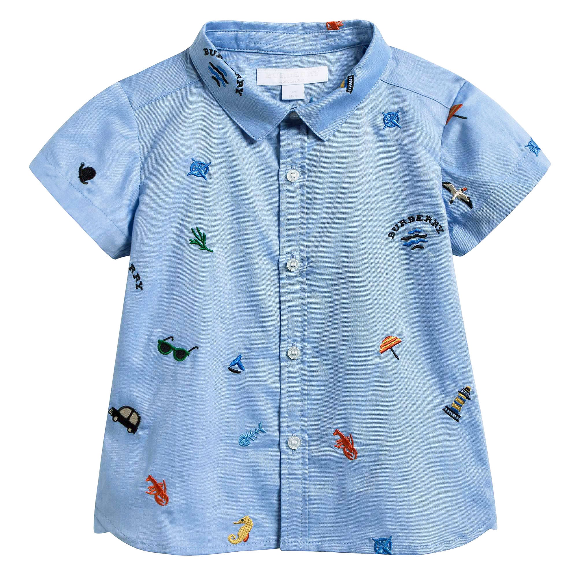 Baby Boys Blue Cotton Shirt