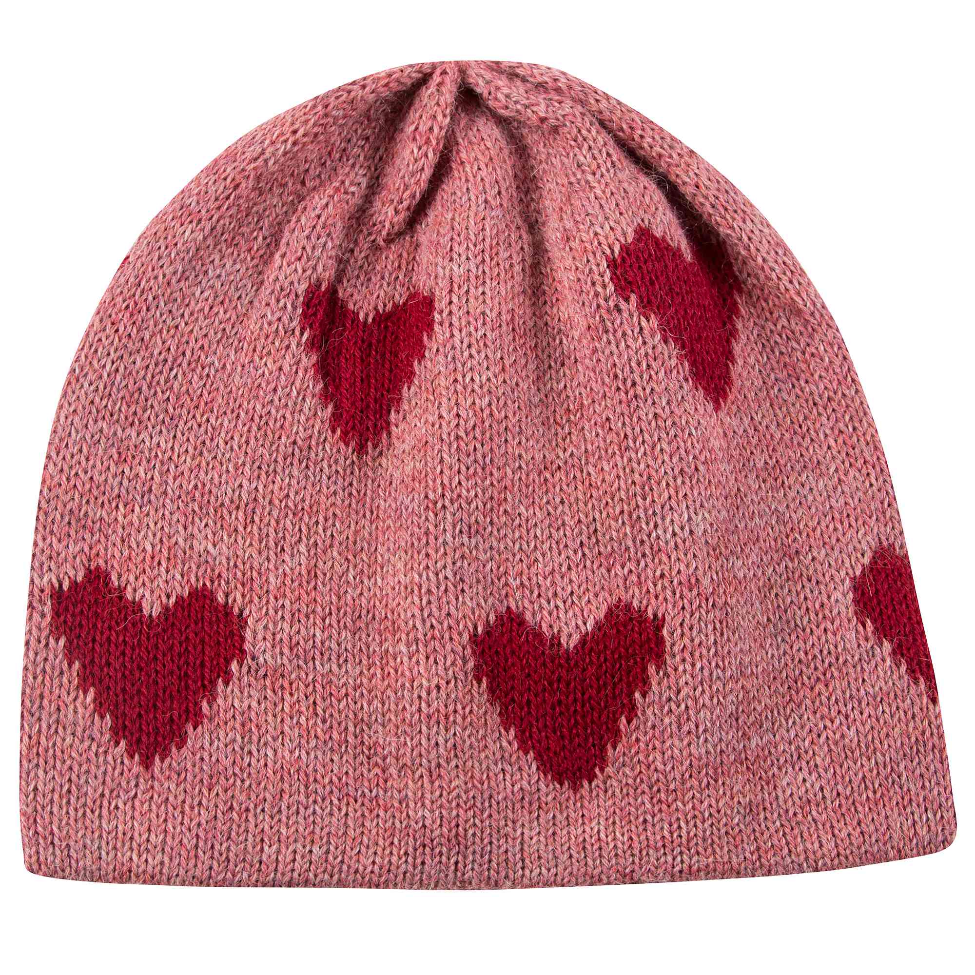 Baby Rose Pink Heart Alpaca Wool Hat