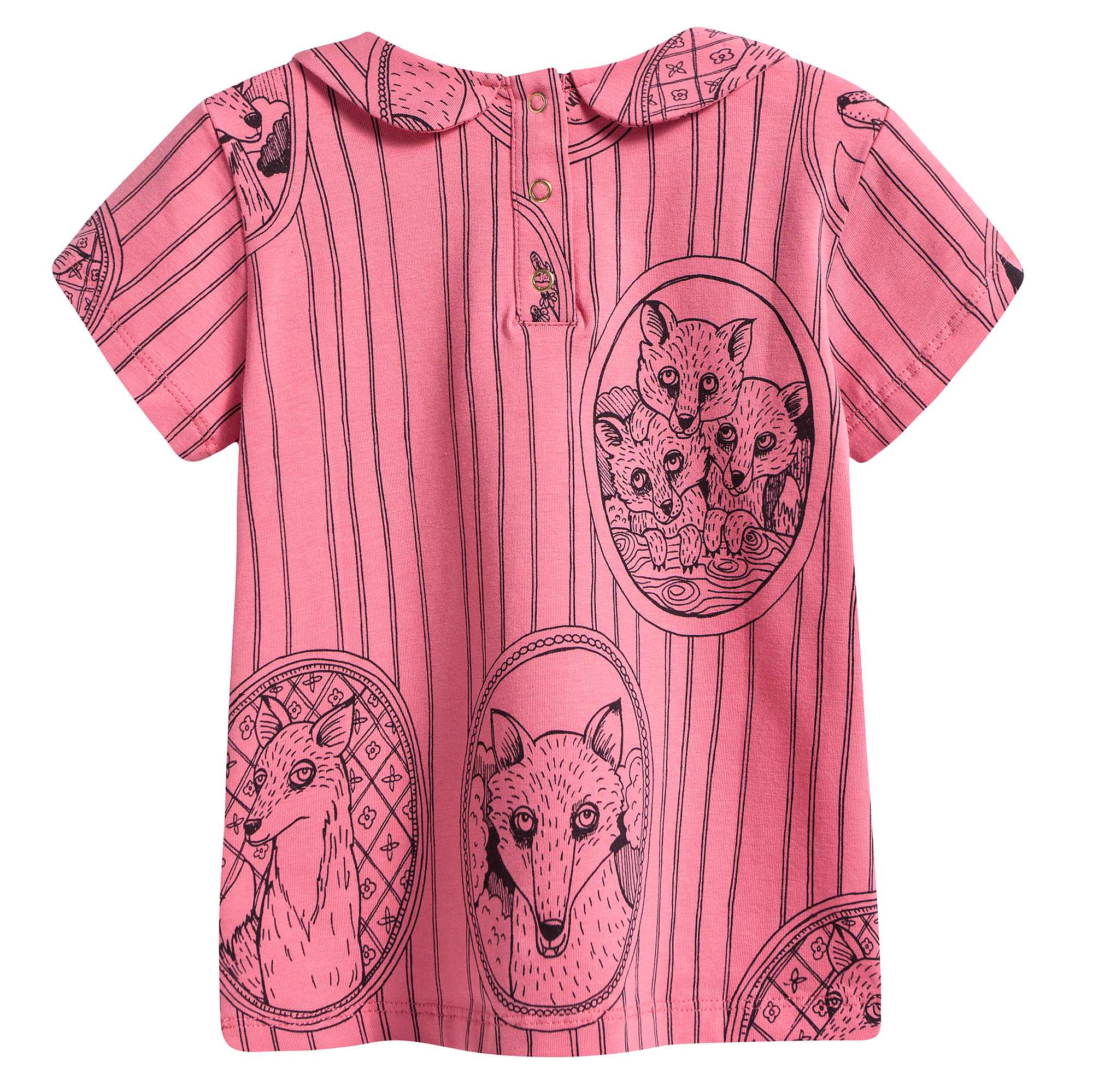 Girls Pink Fox Family Collar T-shirt