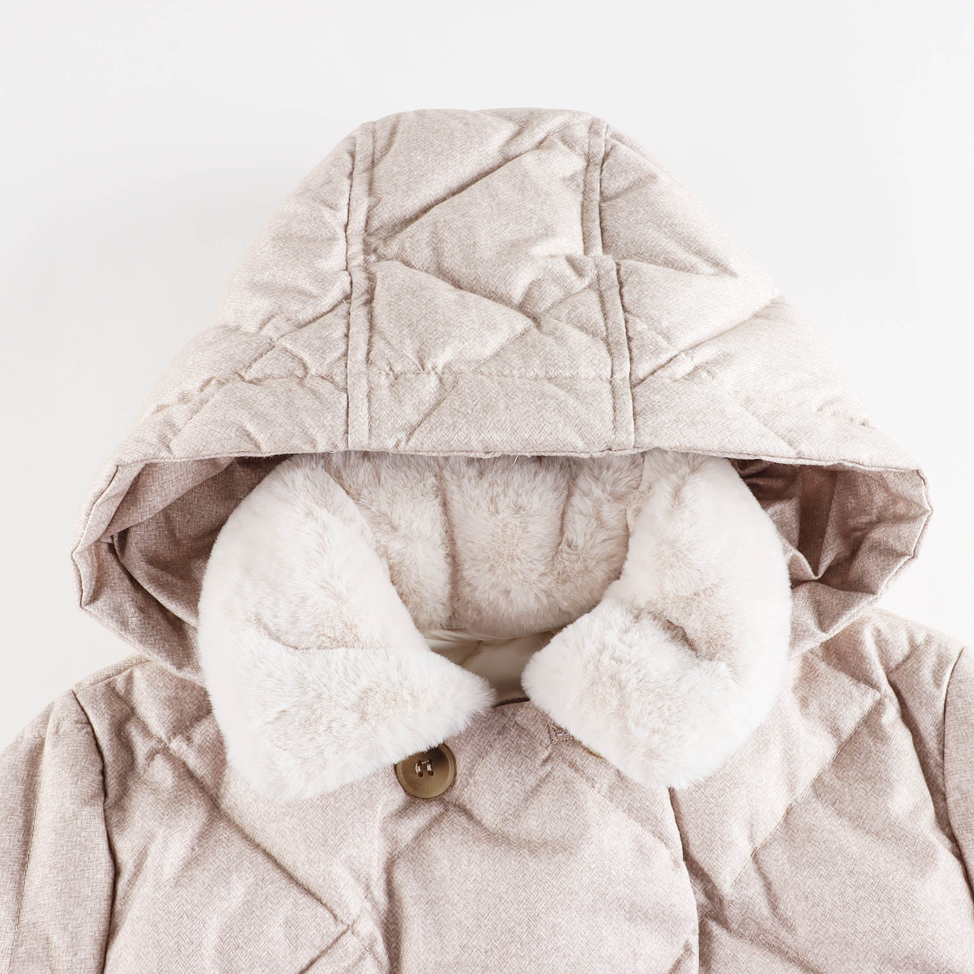 Girls Beige Padded Down Jacket