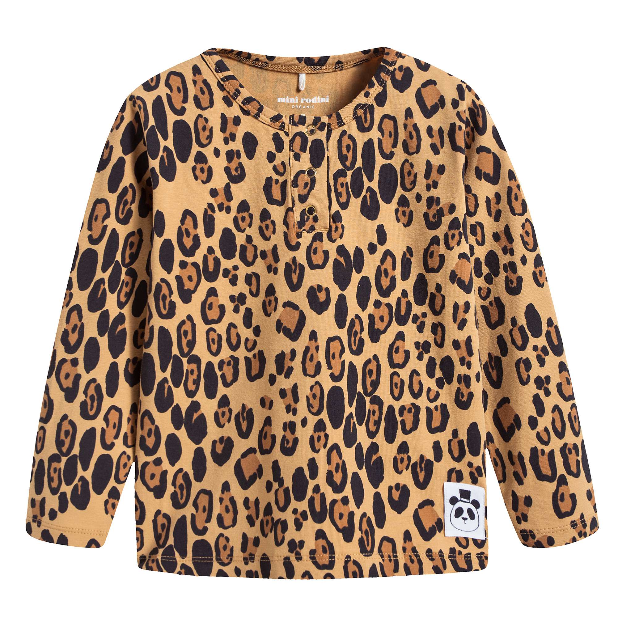 Boys & Girls Beige Basic Leopard T-shirt With Long Sleeves