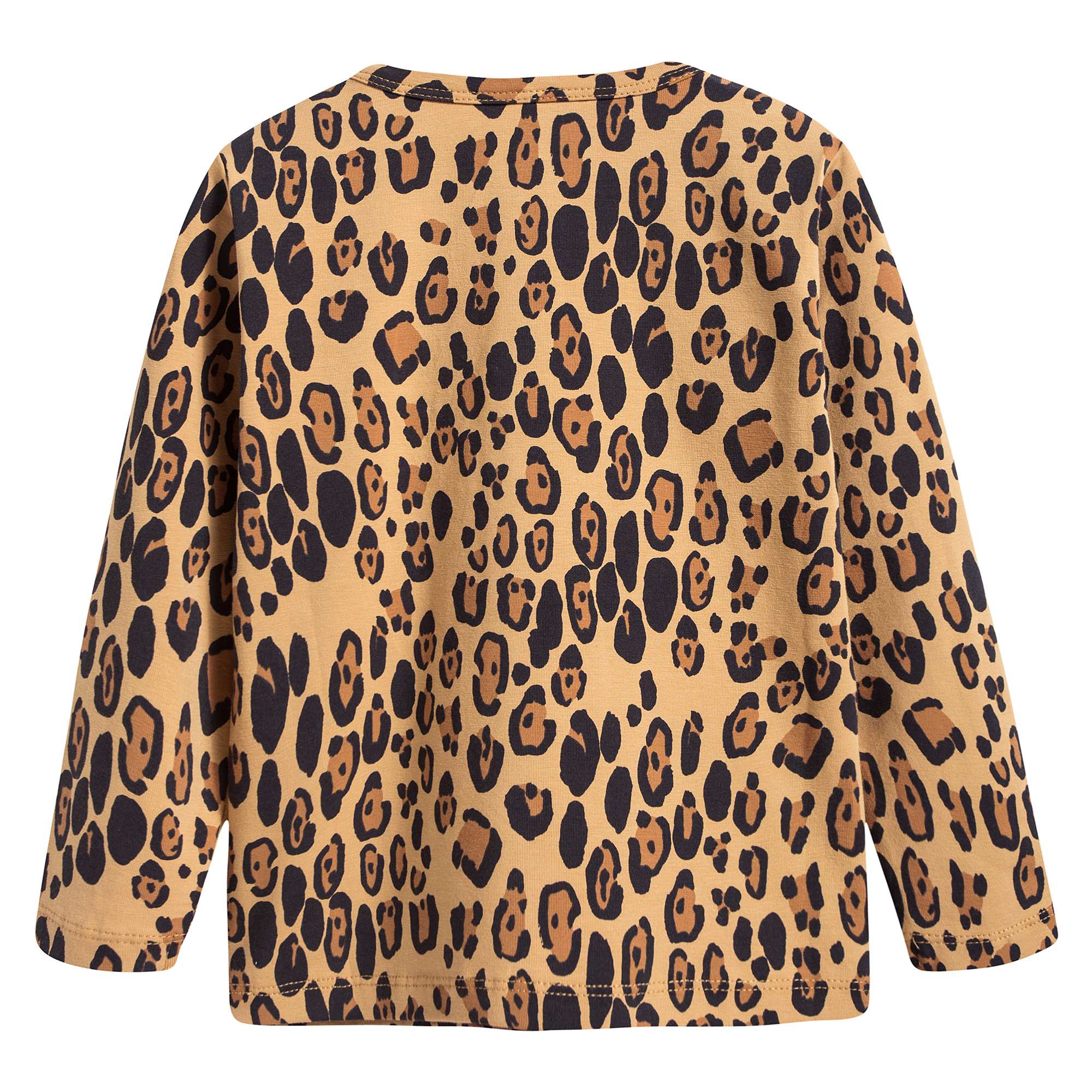 Boys & Girls Beige Basic Leopard T-shirt With Long Sleeves