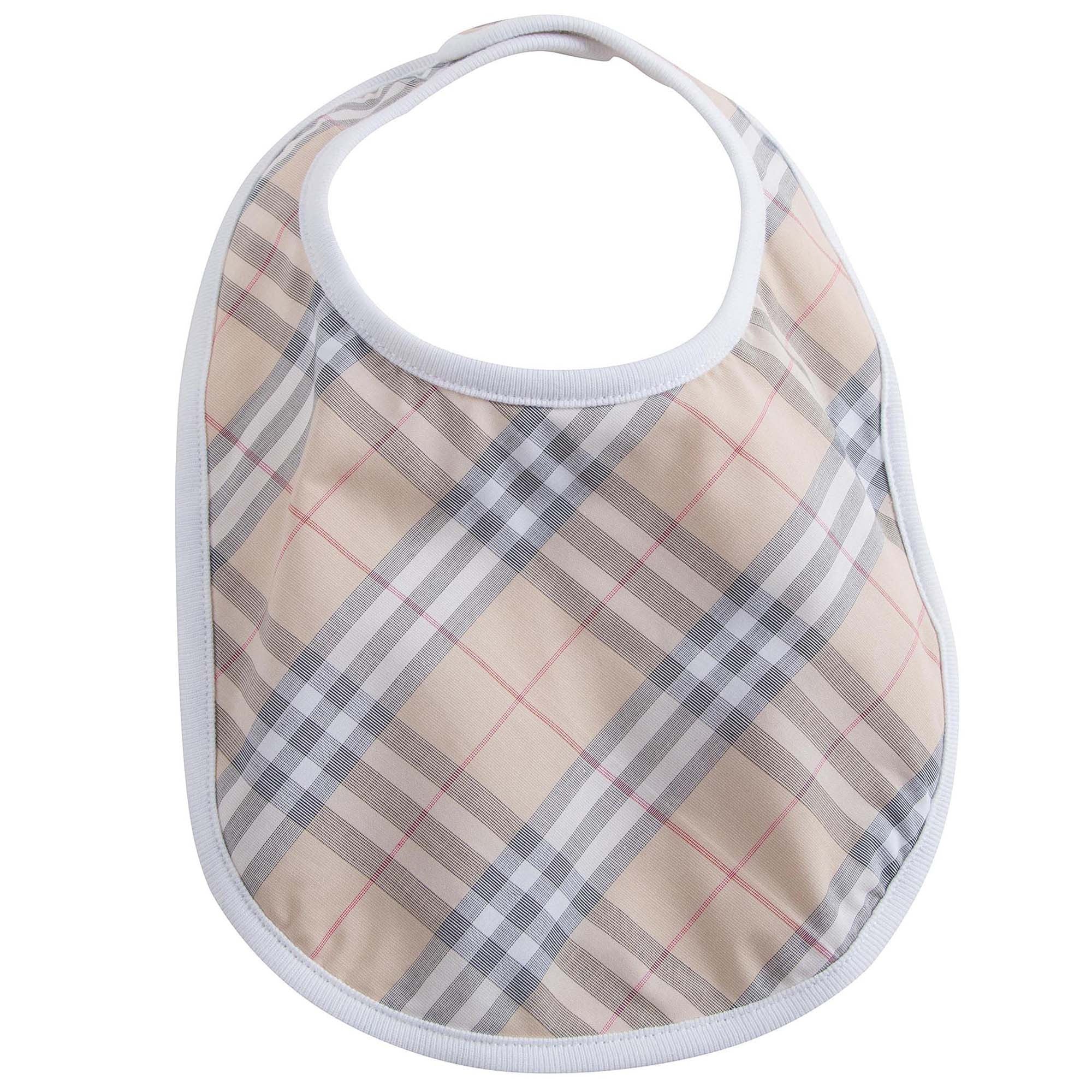 Baby White Check Cotton Three-piece Gift Set