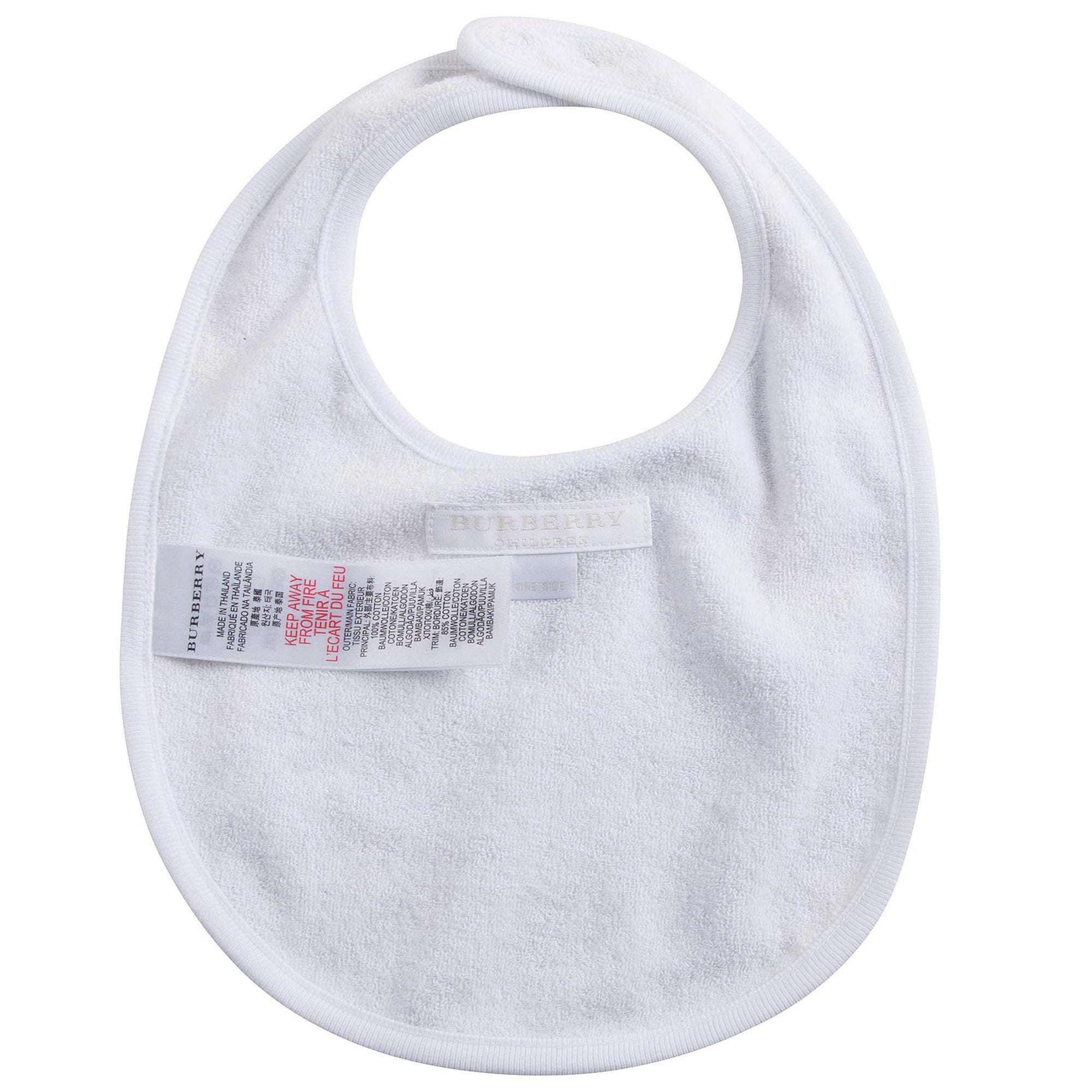 Baby White Check Cotton Three-piece Gift Set With Pocket
