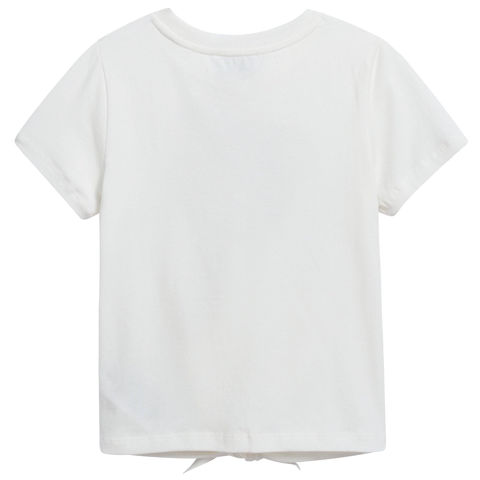 Girls White Cotton Teddy Bear T-Shirt