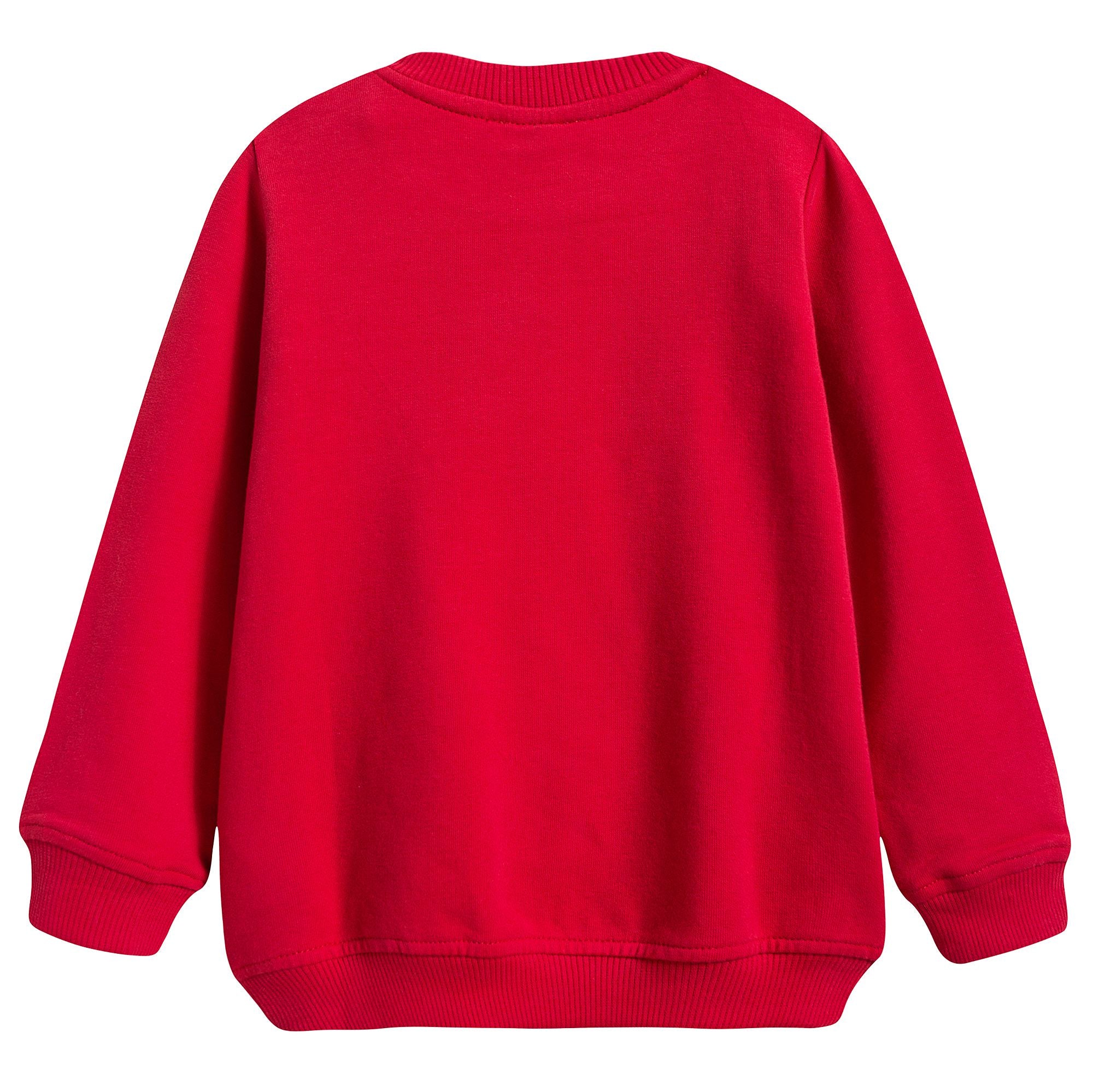 Baby Red Cotton Sweatshirt With Pom-Pom Trim