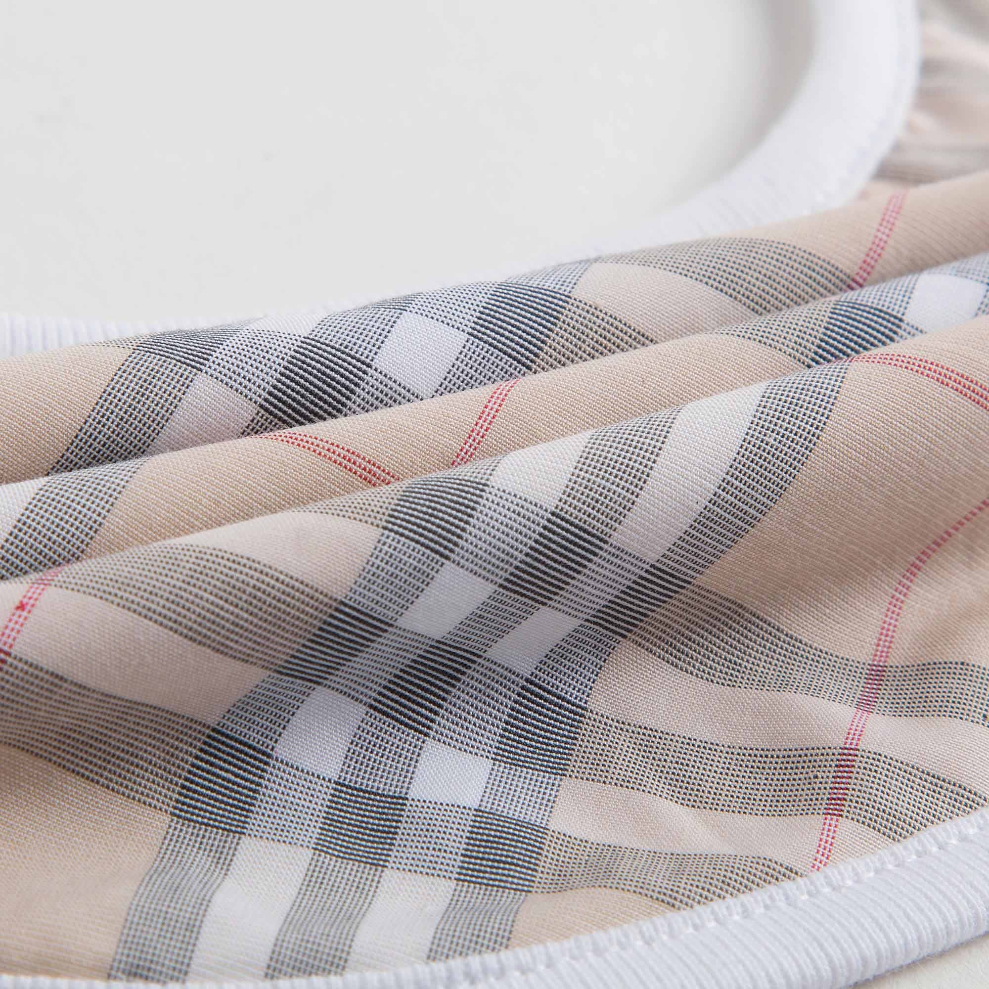 Baby White Check Cotton Three-piece Gift Set With Pocket