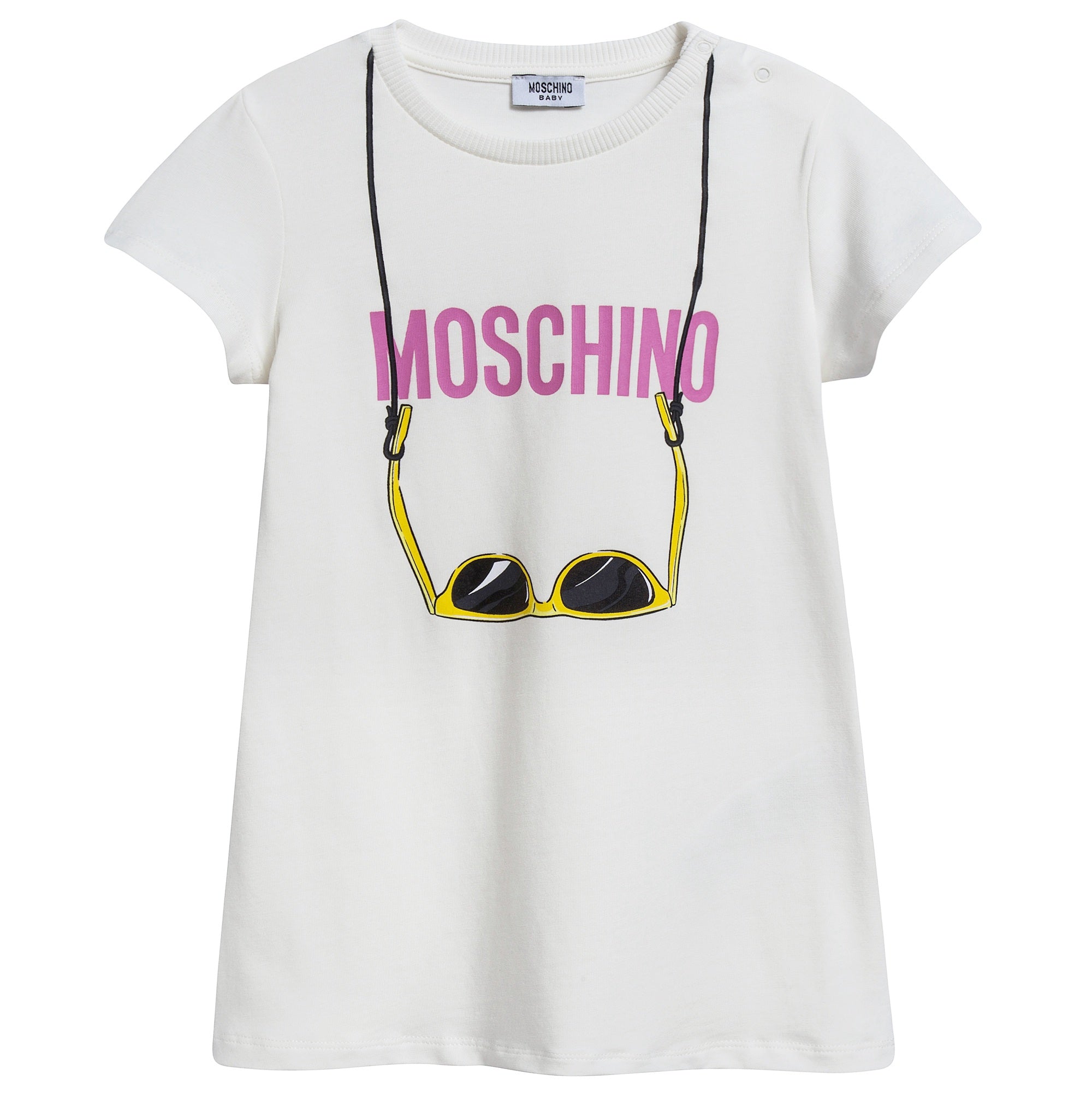 Baby Girls White Printed Logo Dress