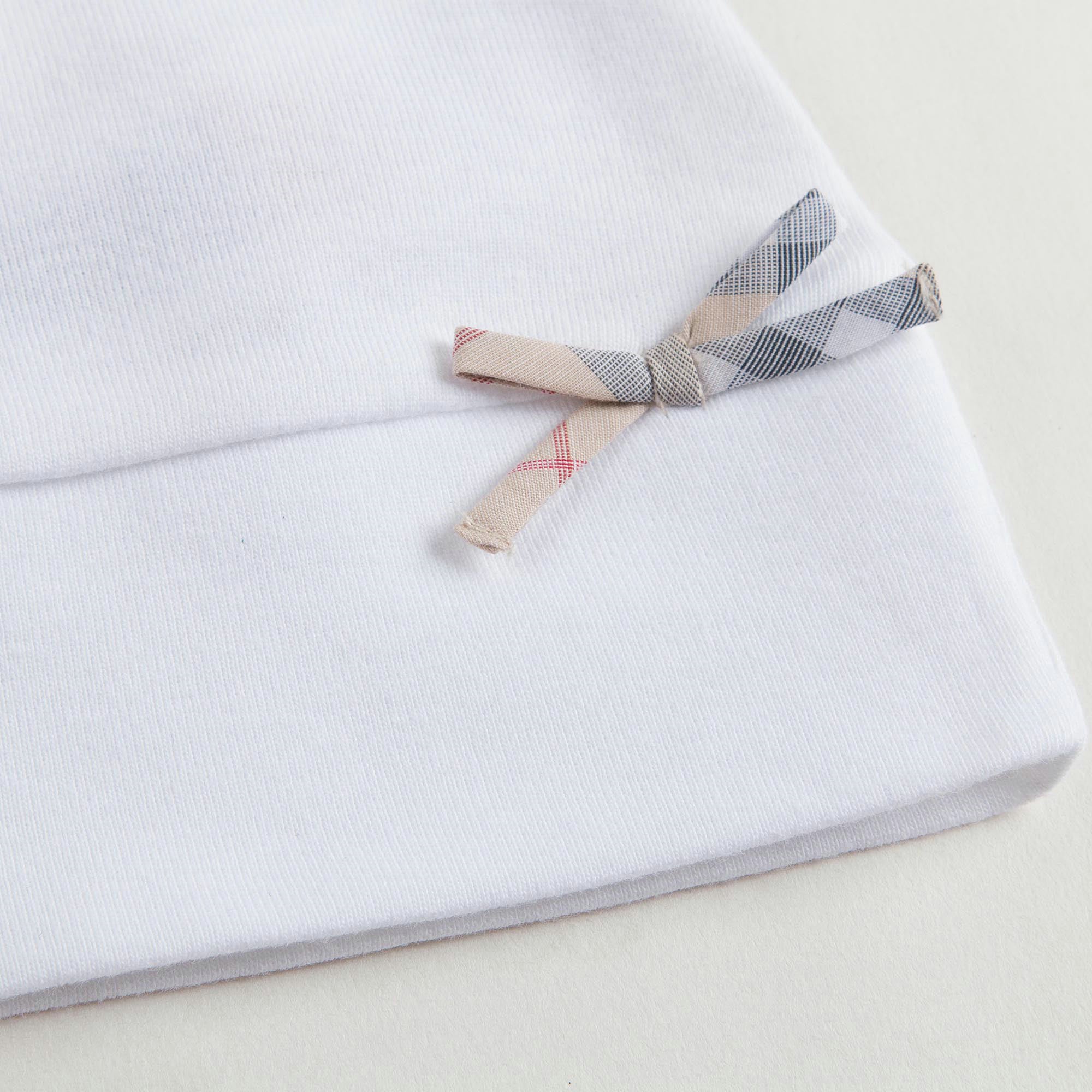Baby White Check Cotton Three-piece Gift Set