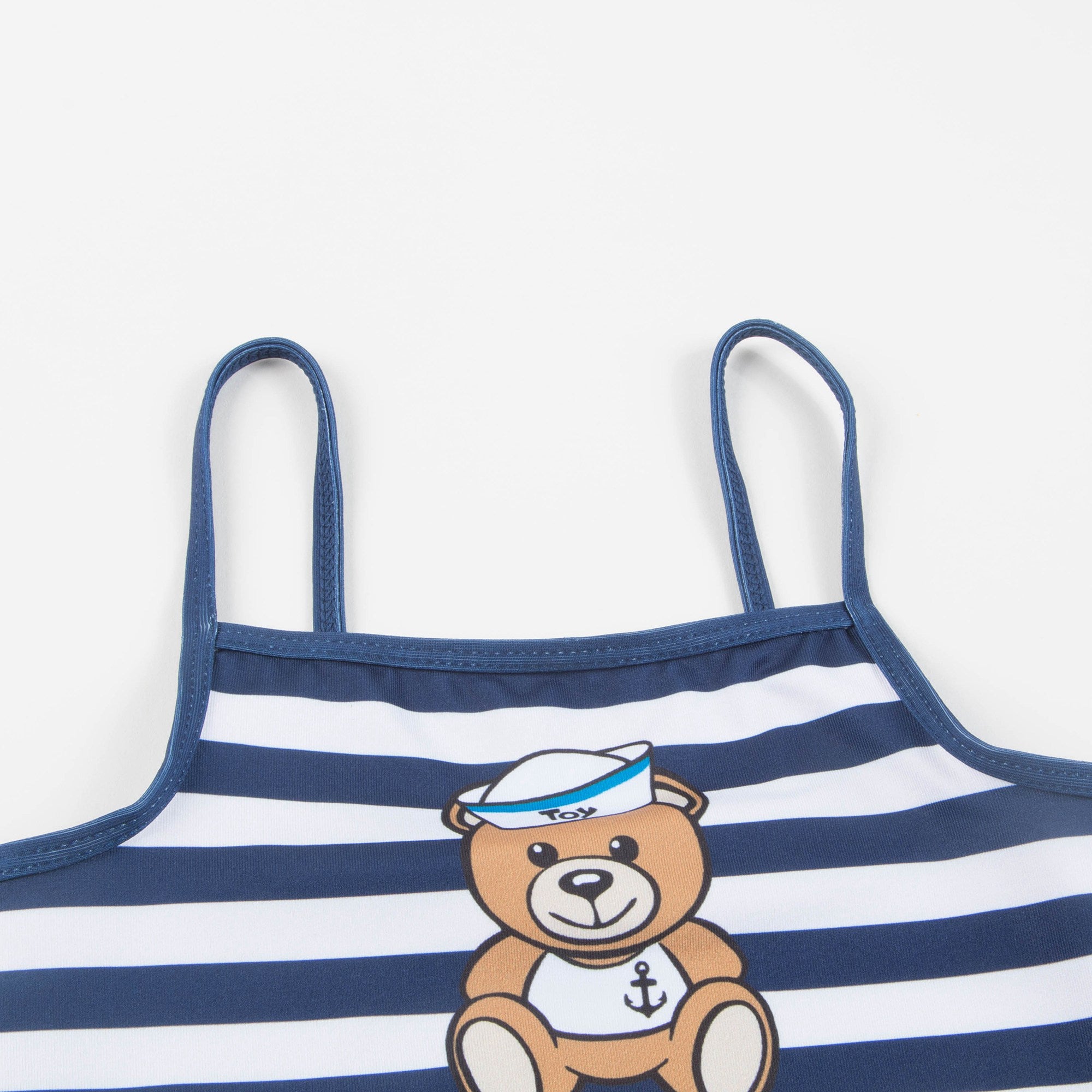 Girls Blue Striped Bathing Suit