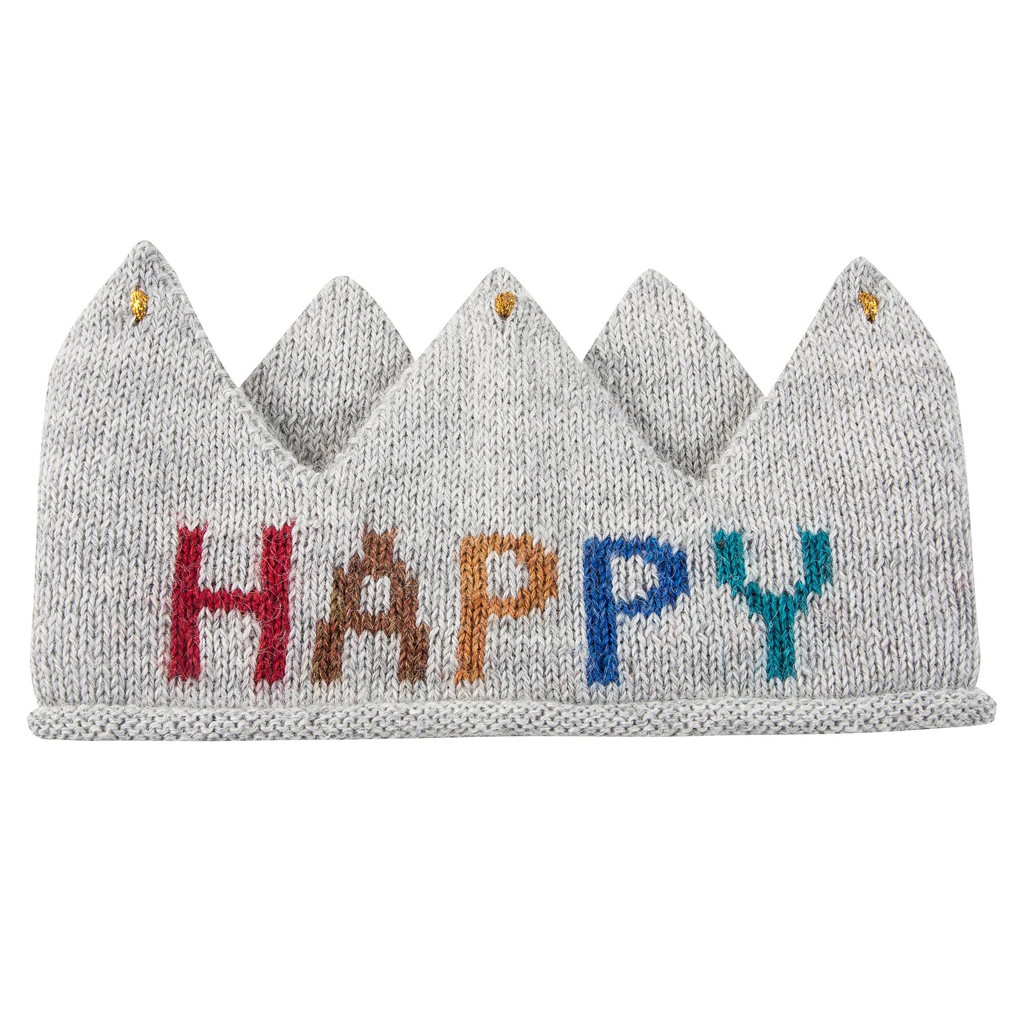 Baby Grey 'Happy Birthday' Alpaca Wool Crown