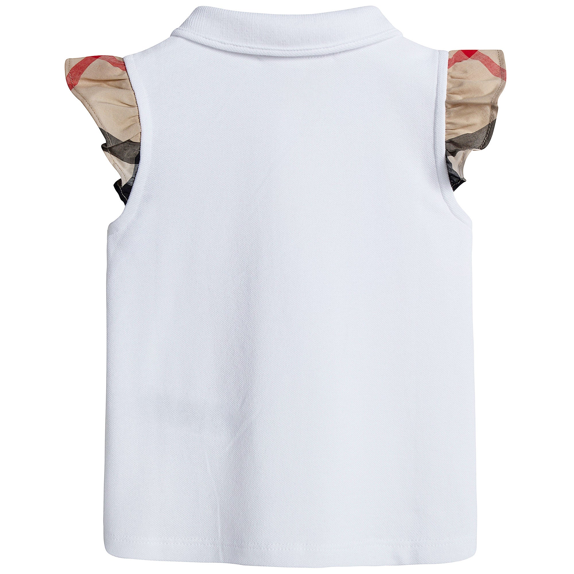 Baby Girls White Polo Shirtwith Check Ruffles - CÉMAROSE | Children's Fashion Store - 2