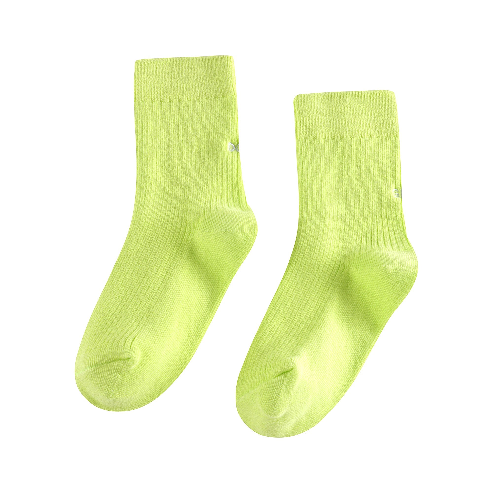 儿童荧光黄Logo短袜