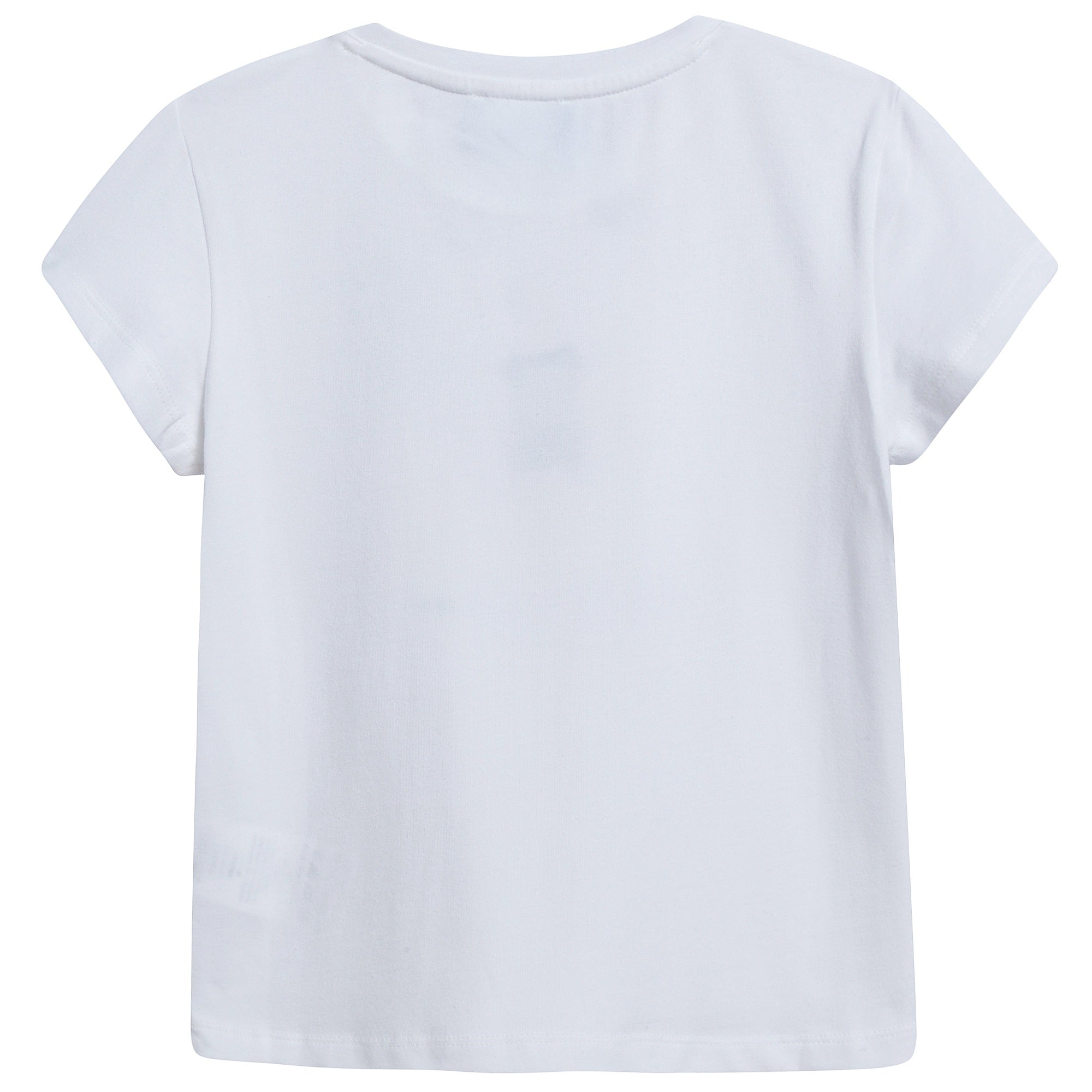 Girls White "Girls Printed" Cotton T-shirt