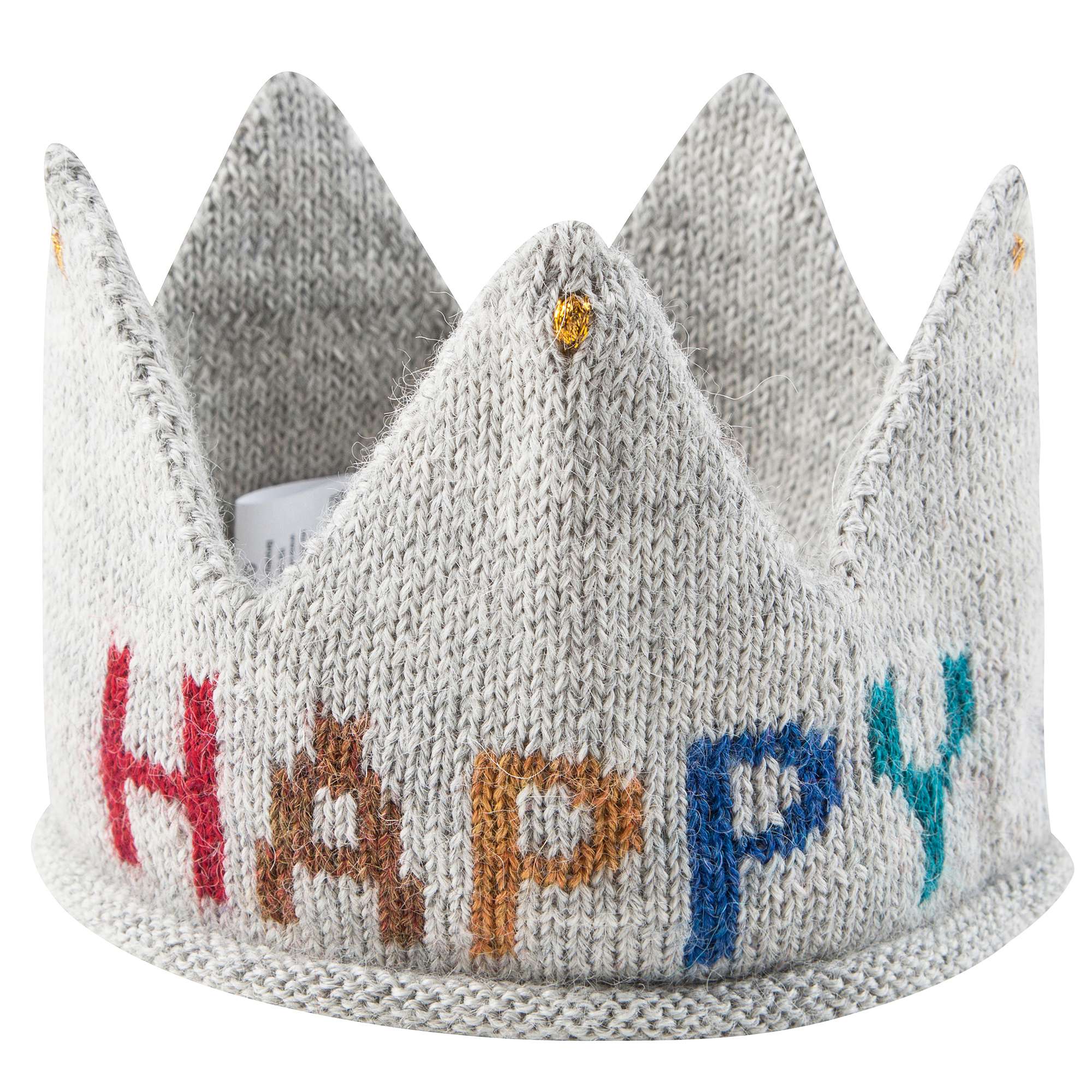 Baby Grey 'Happy Birthday' Alpaca Wool Crown