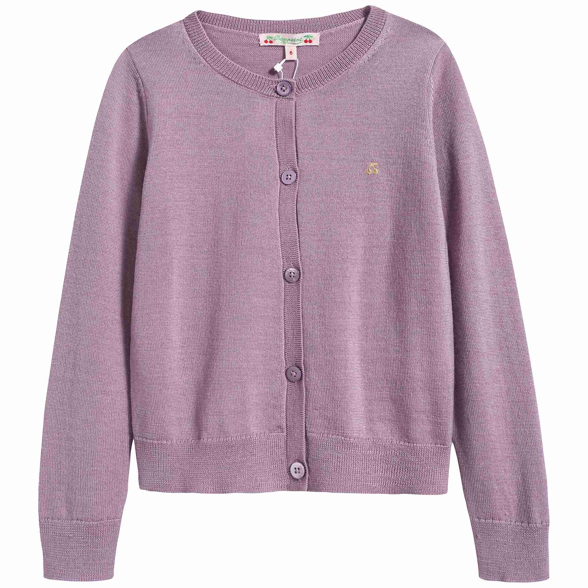 女童紫色针织开衫