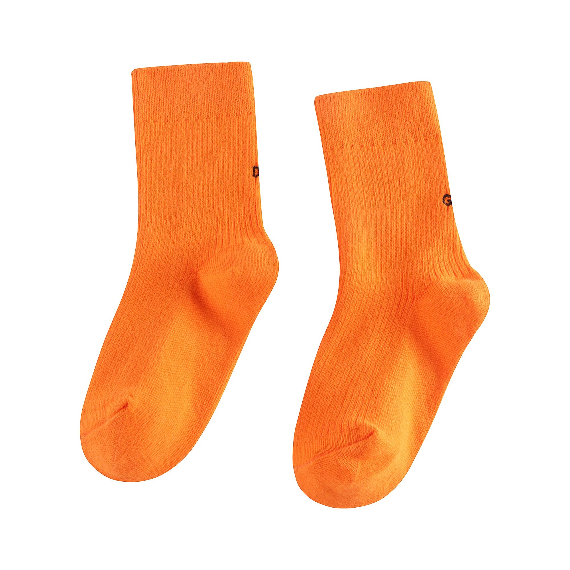儿童荧光橘Logo短袜