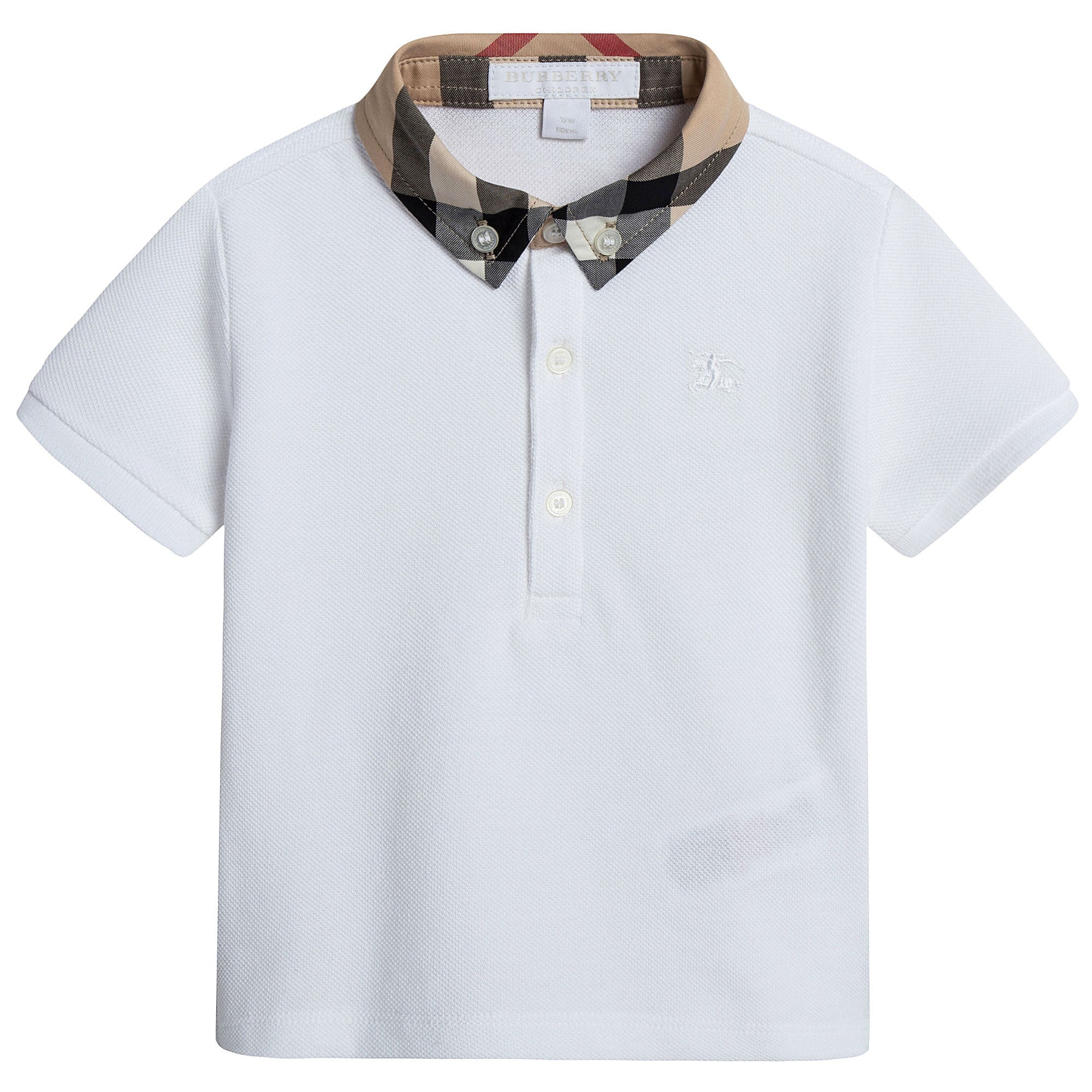 Baby Boys White Polo Shirt With Checked Collar - CÉMAROSE | Children's Fashion Store - 1