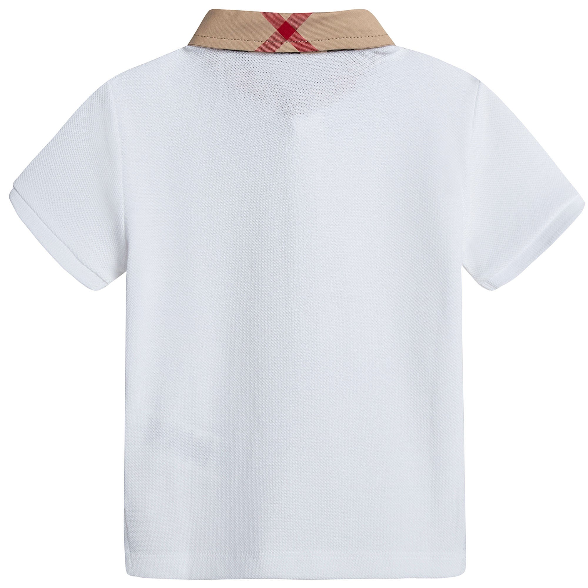 Baby Boys White Polo Shirt With Check Collar