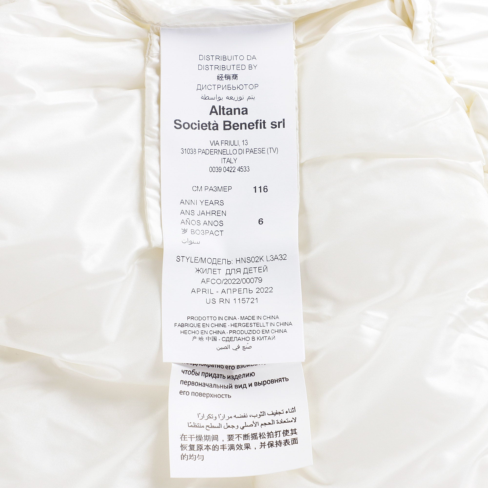 Boys & Girls White Padded Gilet