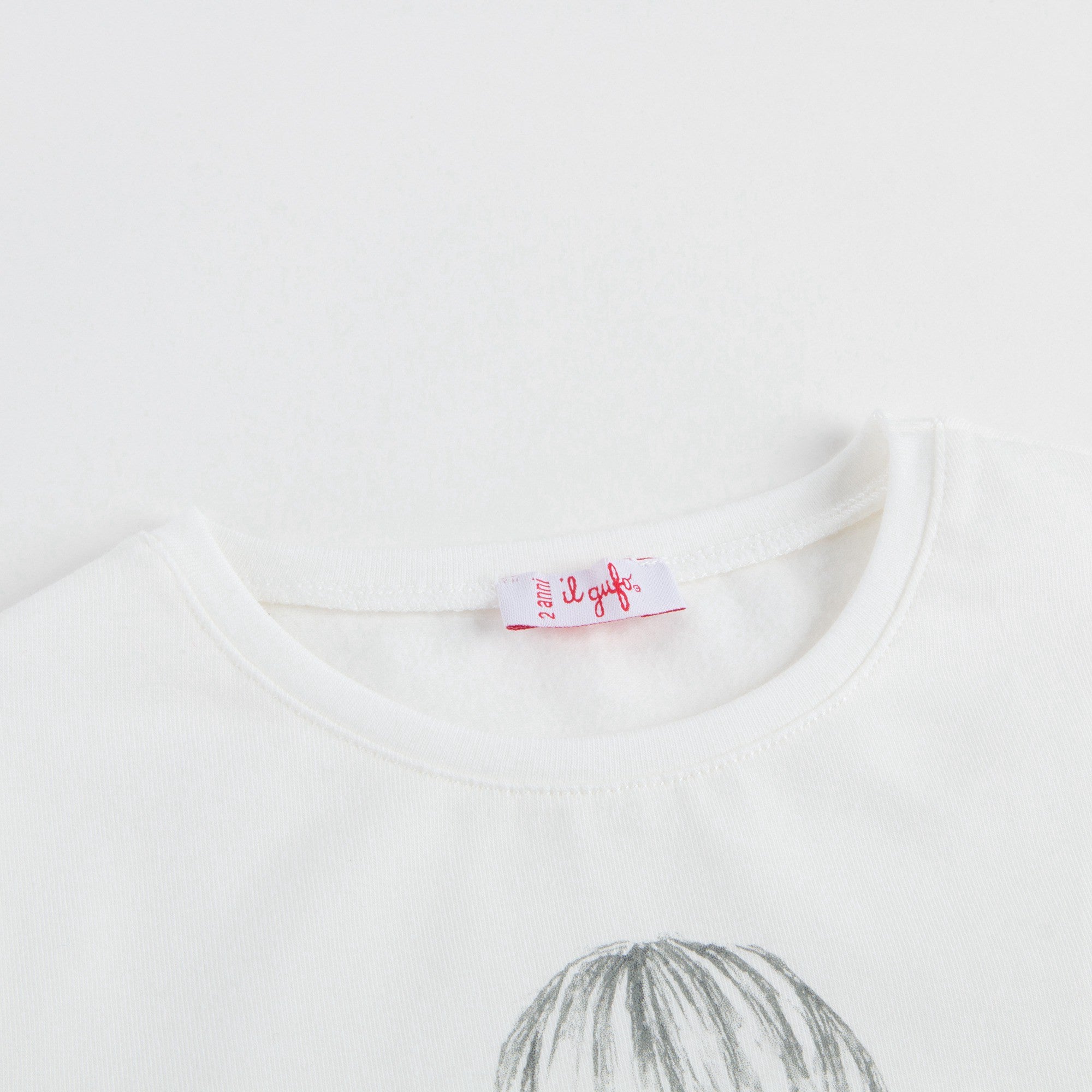 Girls Ivory Cotton T-shirt with Red Bow