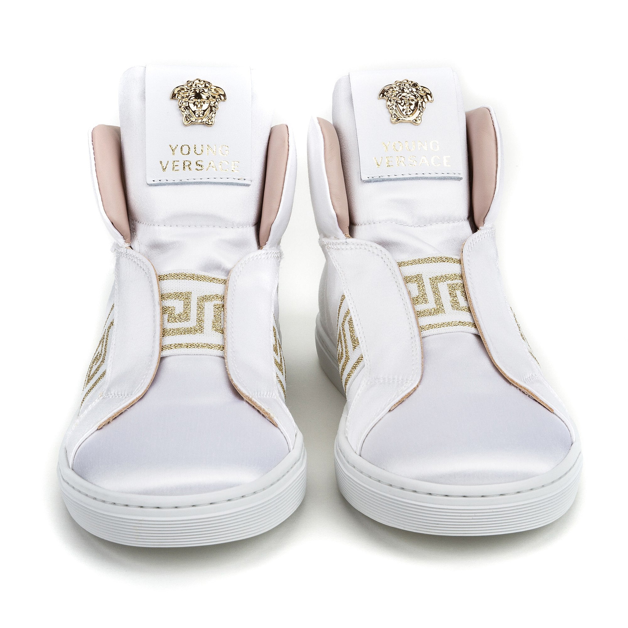 Girls White High Top With Gold Rhinestone Trims