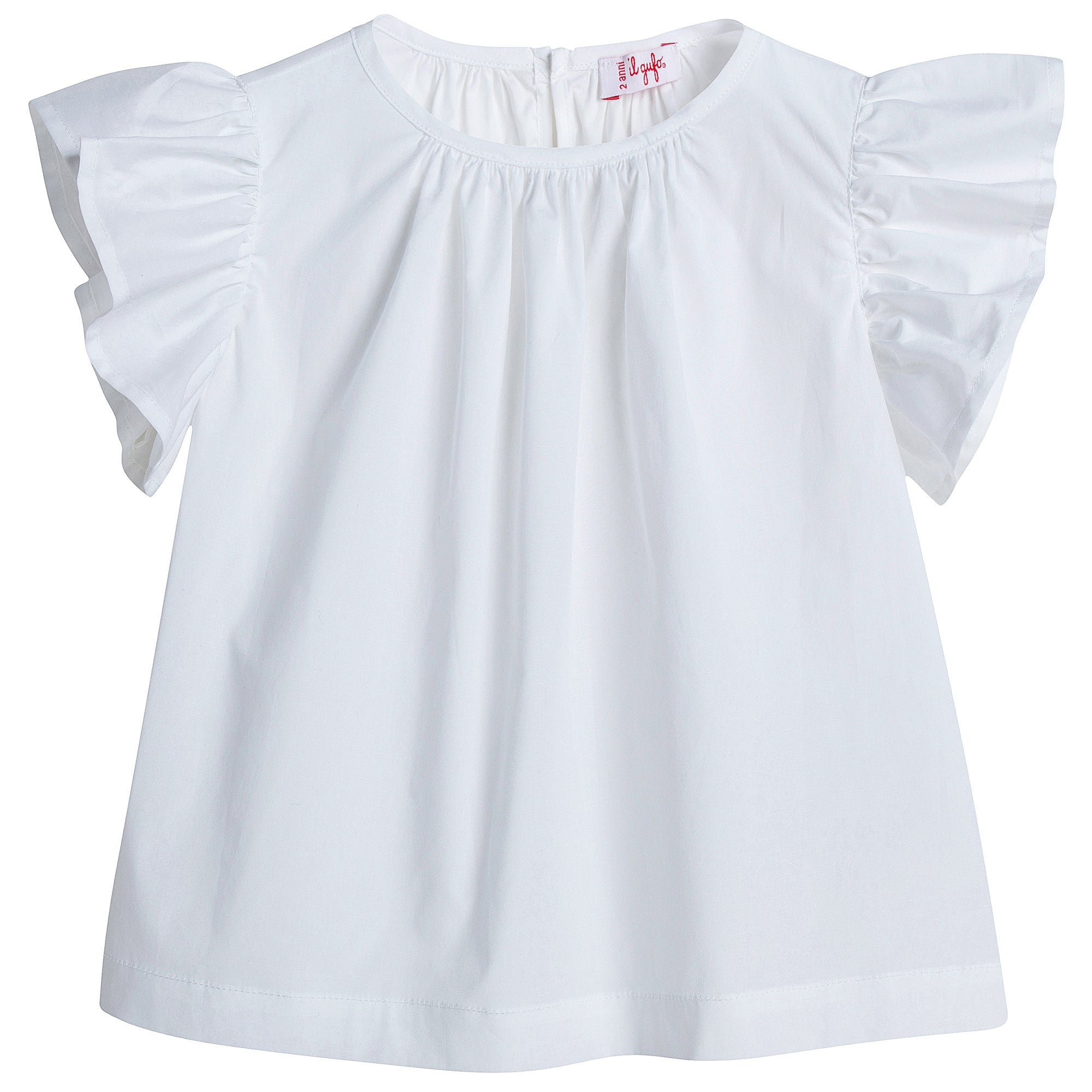 Girls White Cotton Ruffled Trims Blouse - CÉMAROSE | Children's Fashion Store - 1