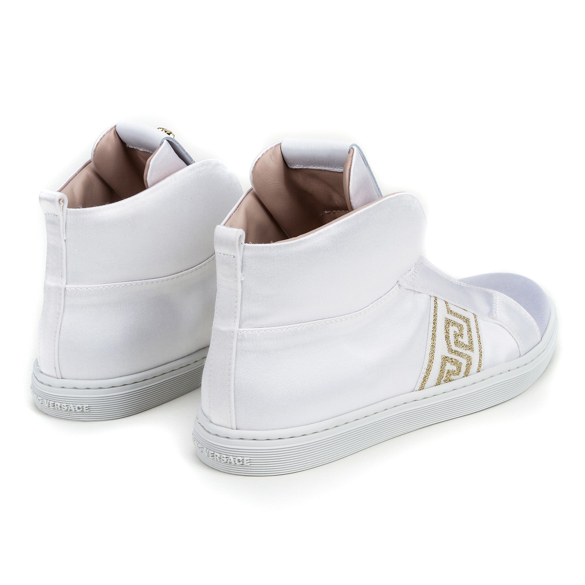 Girls White High Top With Gold Rhinestone Trims