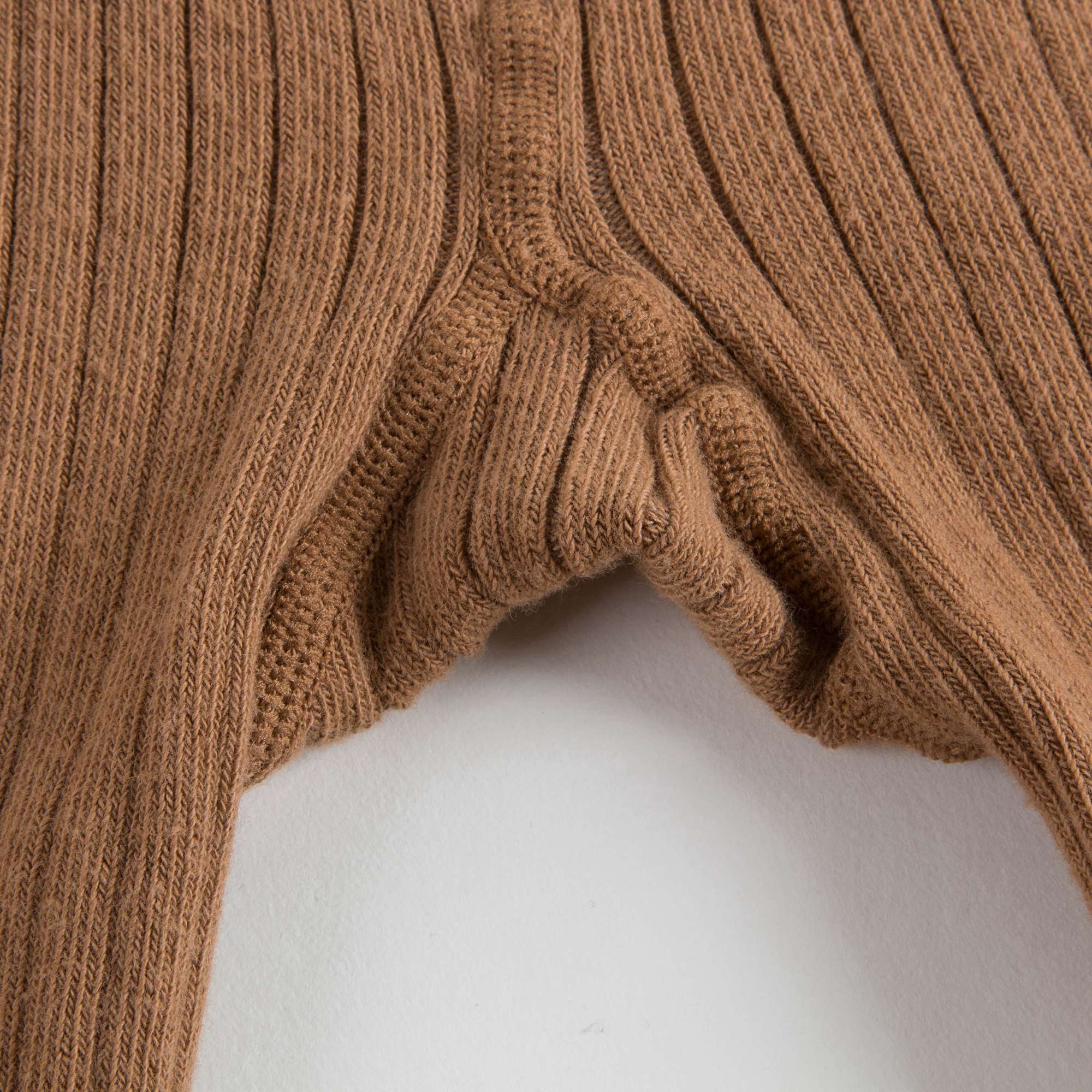 Girls Camel Ribbed Tights