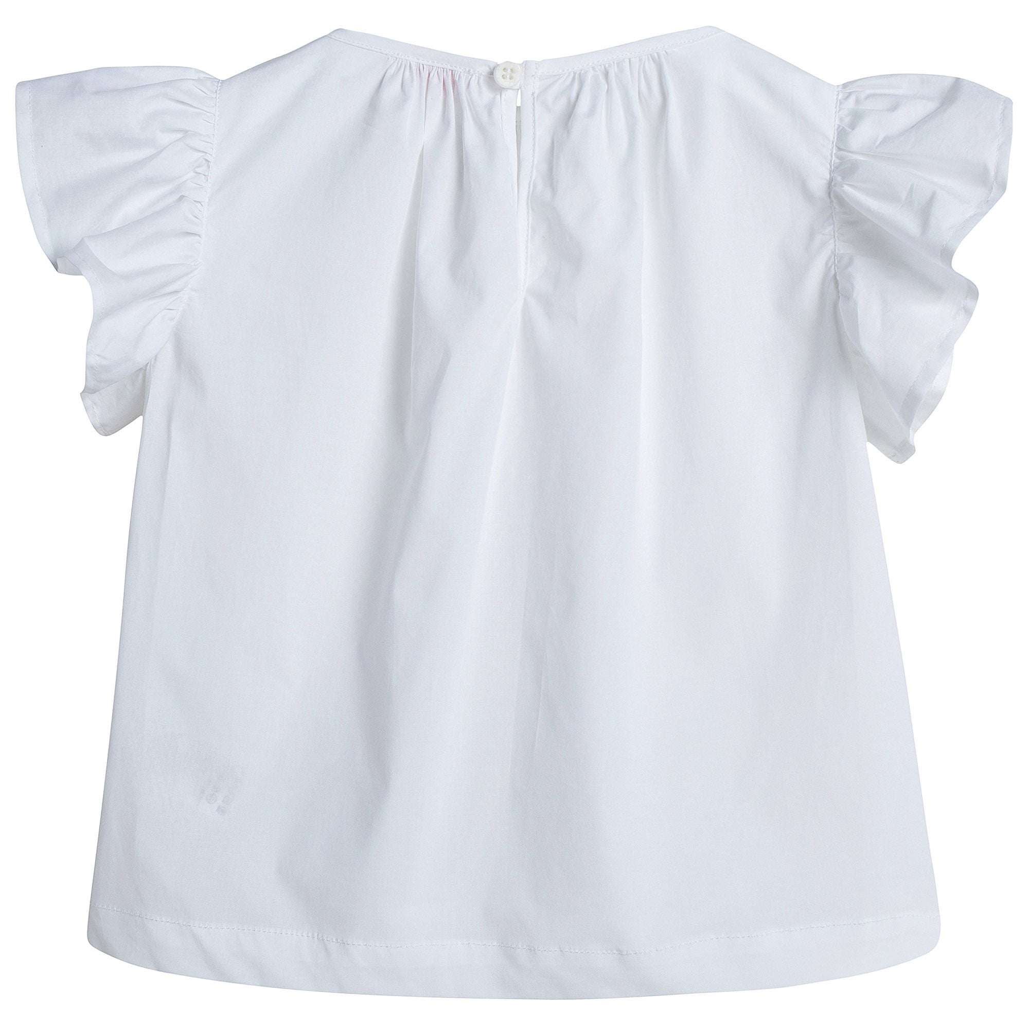 Girls White Cotton Ruffled Trims Blouse - CÉMAROSE | Children's Fashion Store - 2