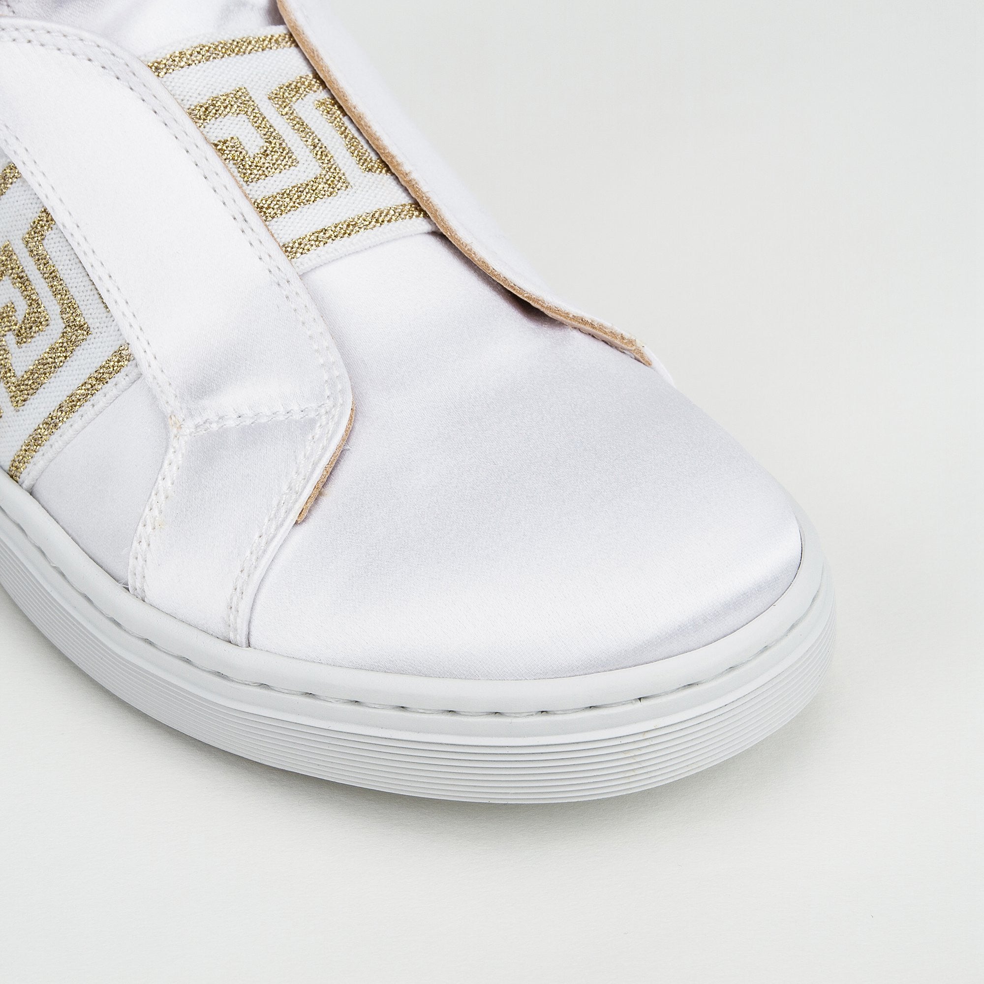 Girls White High Top With Gold Rhinestone Trims