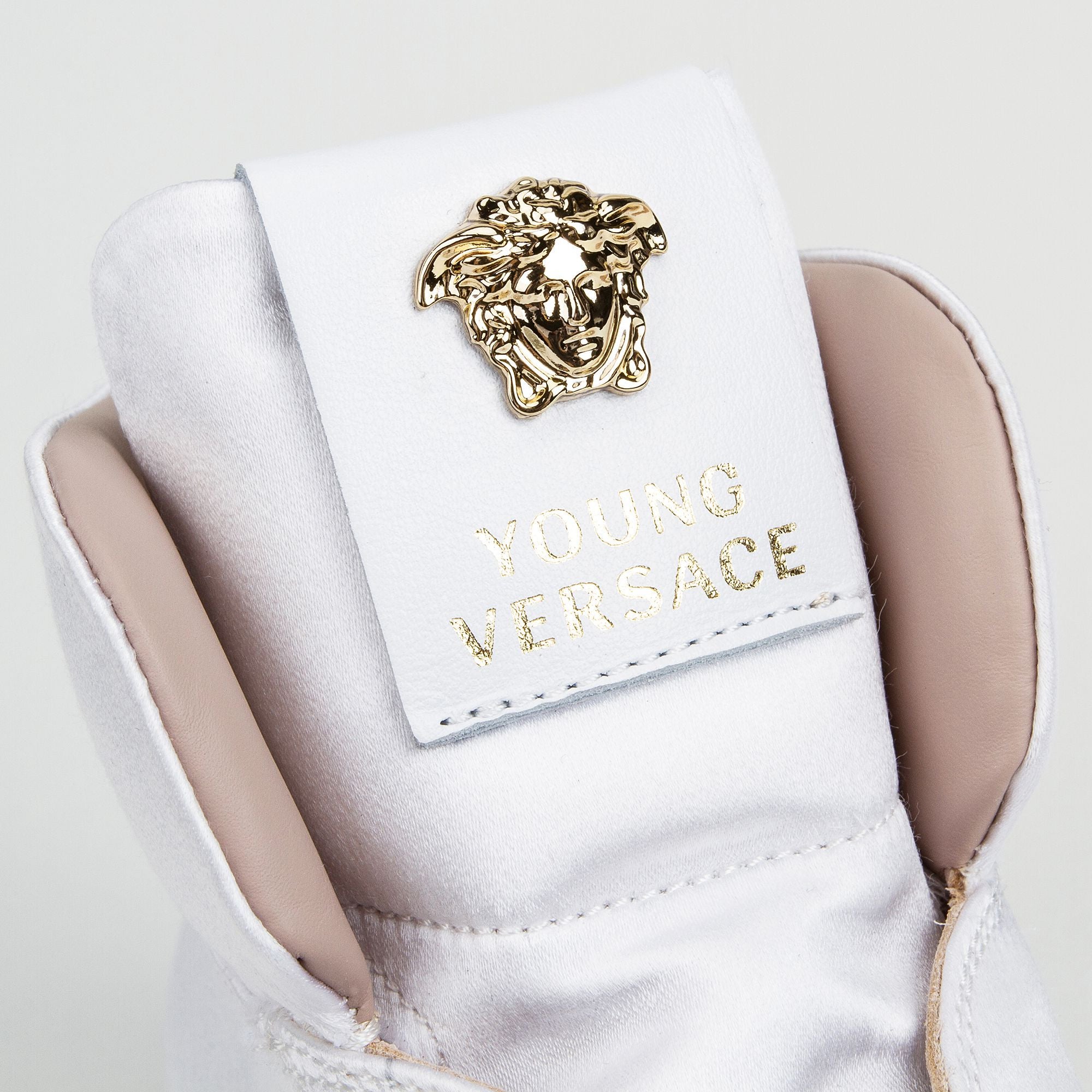 Girls White High Top With Gold Rhinestone Trims