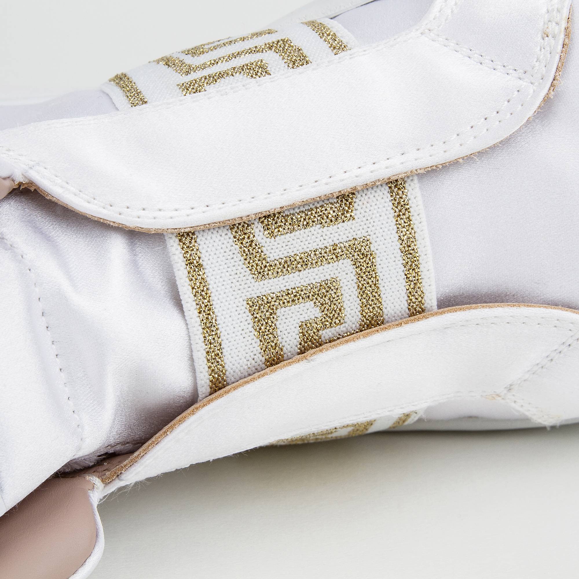 Girls White High Top With Gold Rhinestone Trims