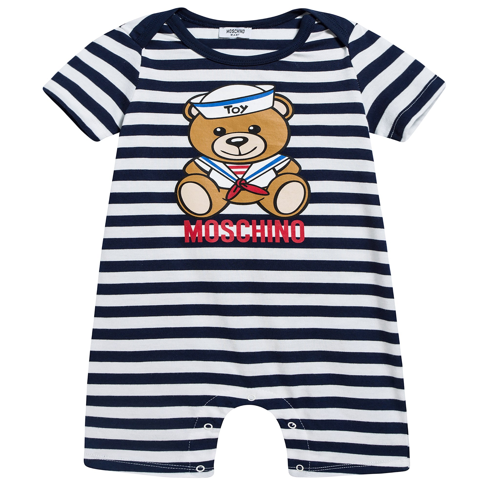 Baby Boys Bloe Stripes Cotton Teddy Bear Babysuit