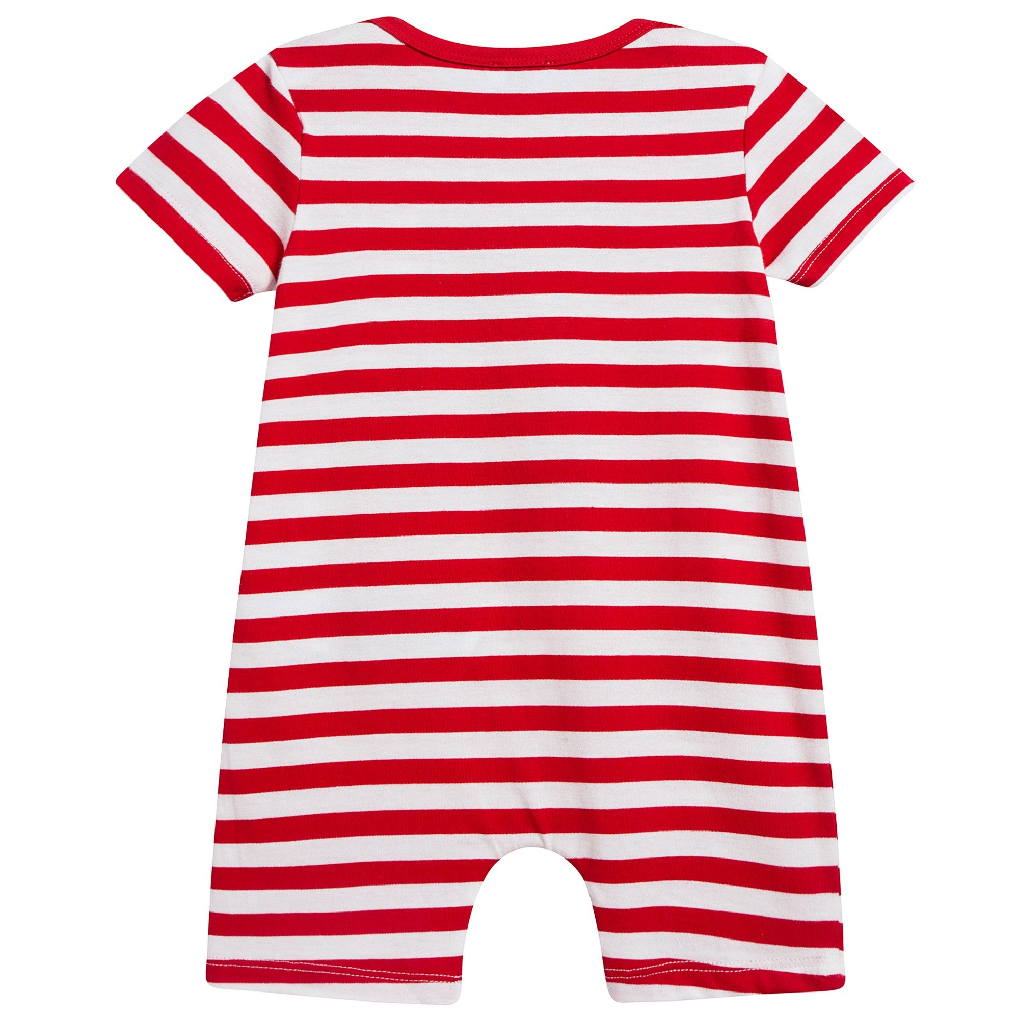 Baby Girls Red Stripes Cotton Teddy Bear Babysuit